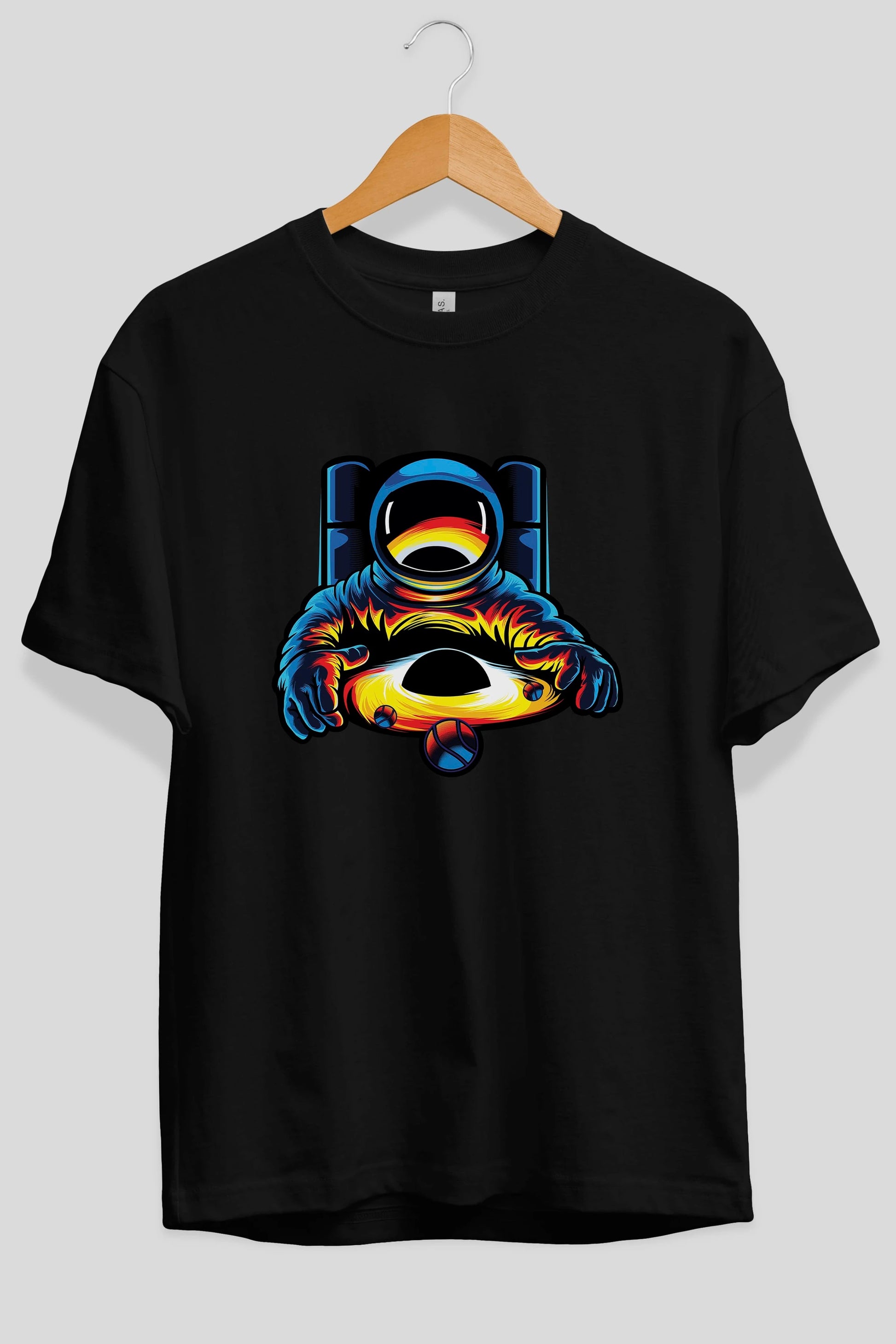 Astronaut & Black Hole Ön Baskılı Oversize t-shirt Erkek Kadın Unisex