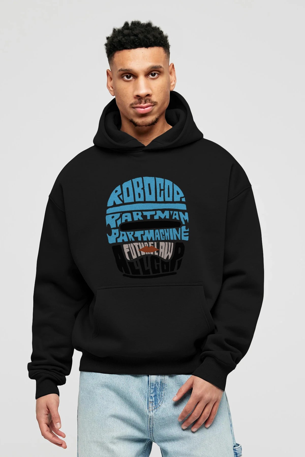 Robocop Ön Baskılı Hoodie Oversize Kapüşonlu Sweatshirt Erkek Kadın Unisex