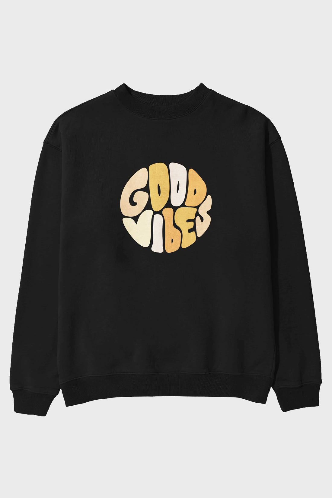 Good Vibes Yazılı 3 Ön Baskılı Oversize Sweatshirt Erkek Kadın Unisex