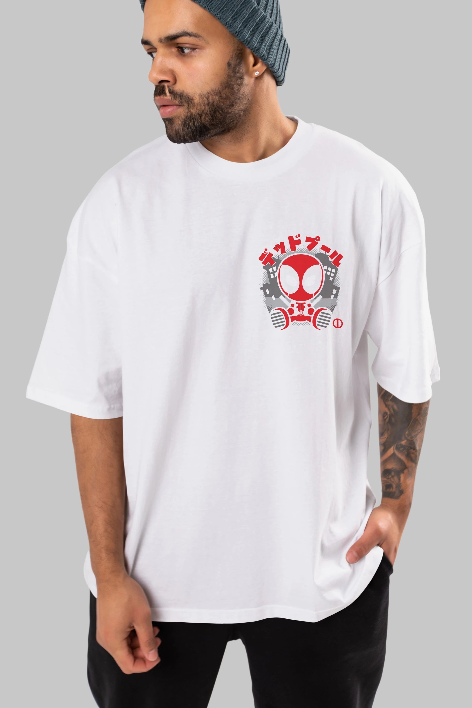 Deadpool (15) Ön Sol Baskılı Oversize t-shirt Erkek Kadın Unisex %100 Pamuk Bisiklet Yaka tişort
