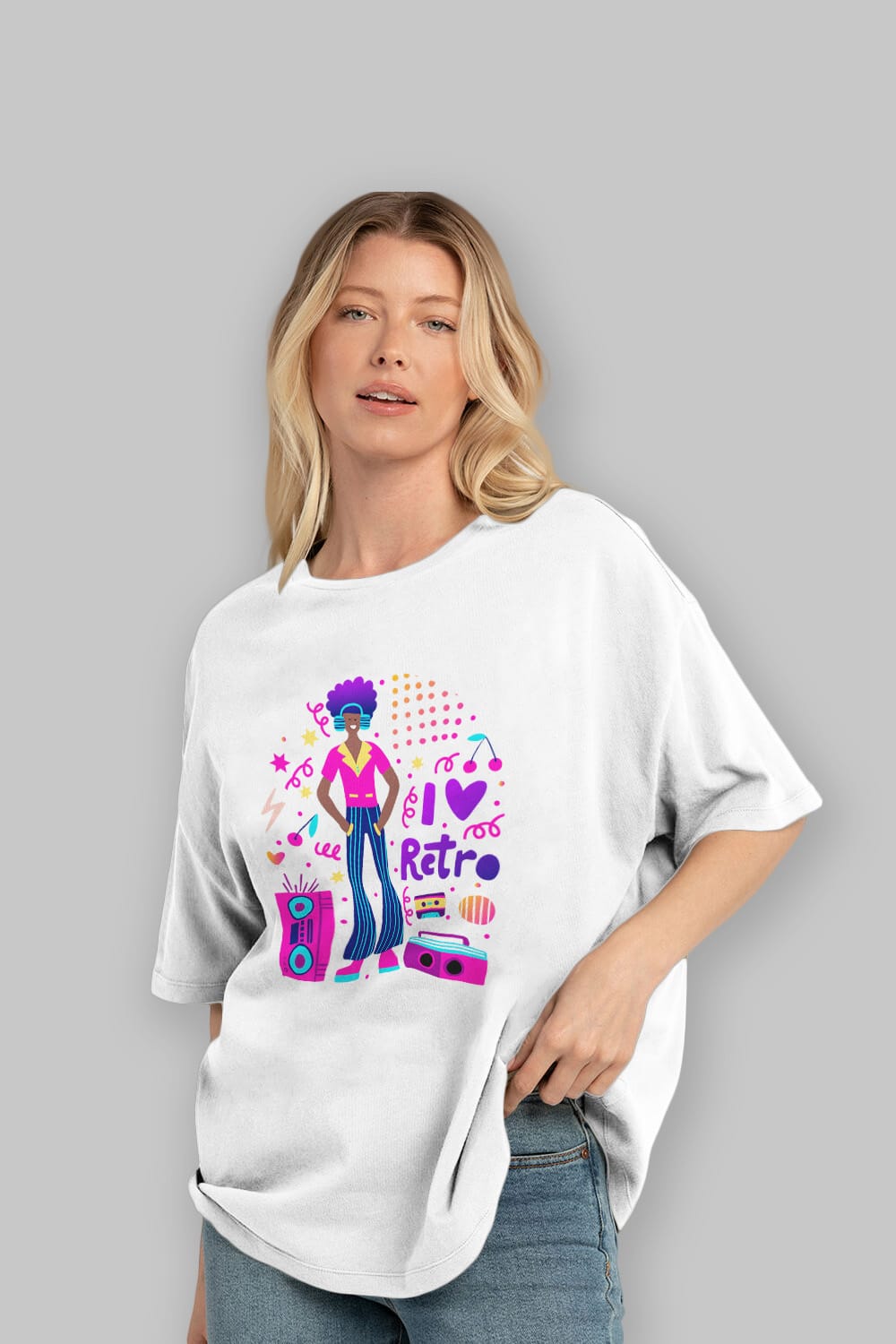 Retro Boy Party Ön Baskılı Oversize t-shirt Erkek Kadın Unisex