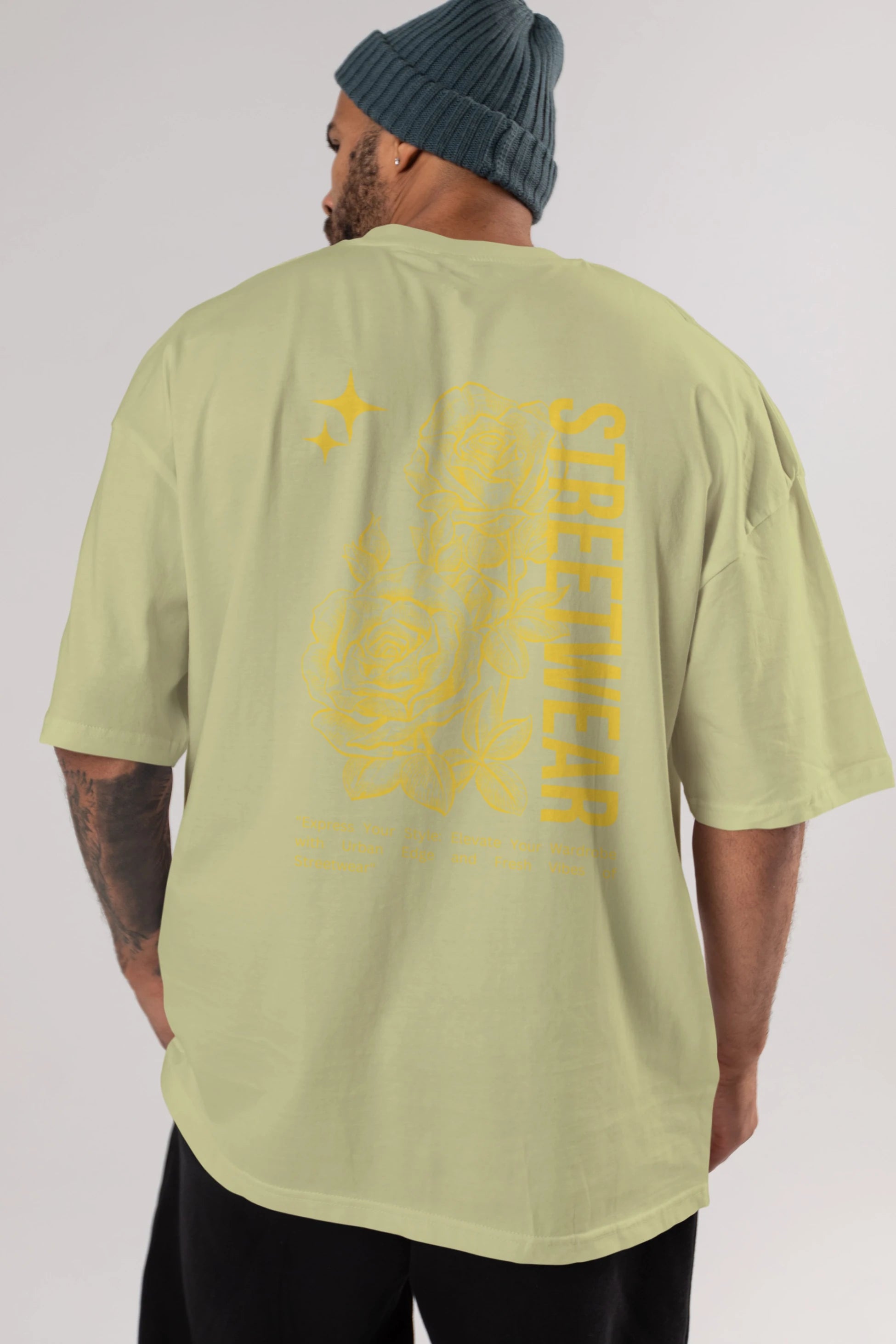 Minimalist Streetwear Arka Baskılı Oversize t-shirt Erkek Kadın Unisex