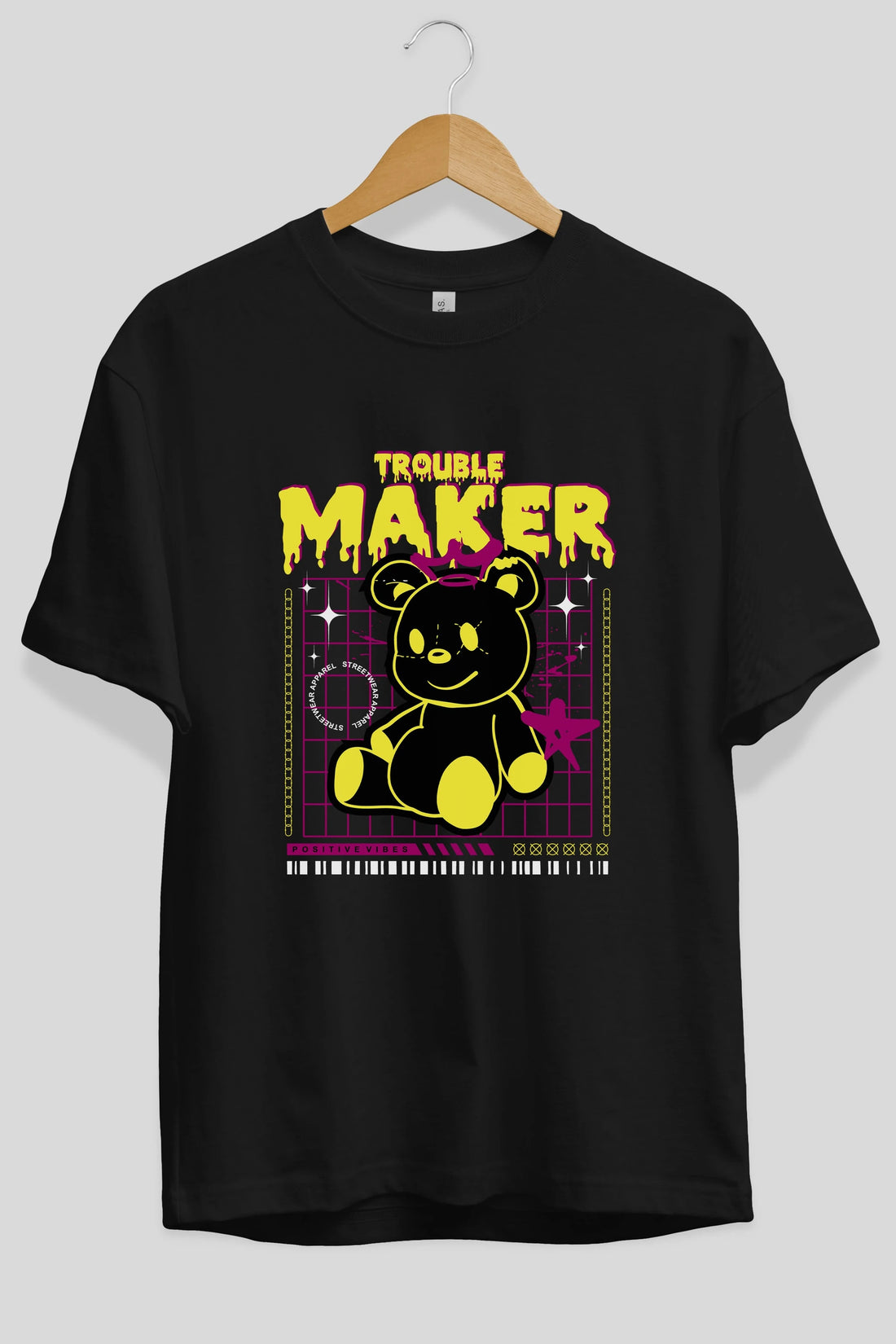 Teddy Bear Trouble Maker Ön Baskılı Oversize t-shirt Erkek Kadın Unisex
