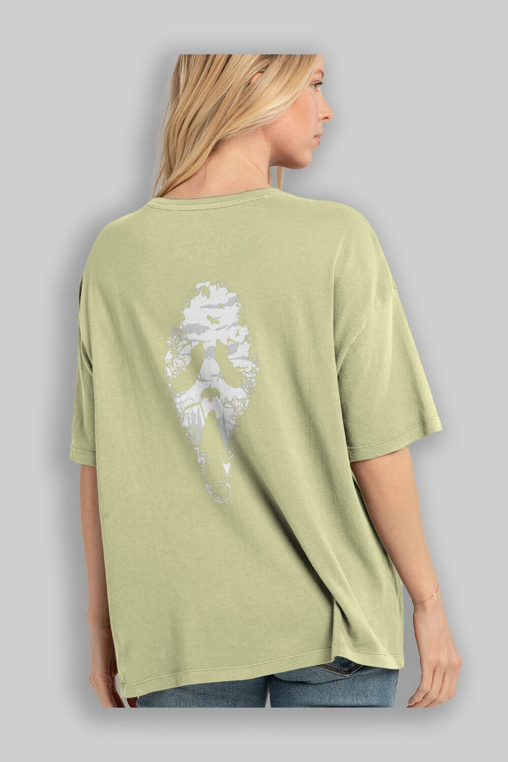 Reaper Scream Arka Baskılı Oversize t-shirt %100 pamuk Erkek Kadın Unisex