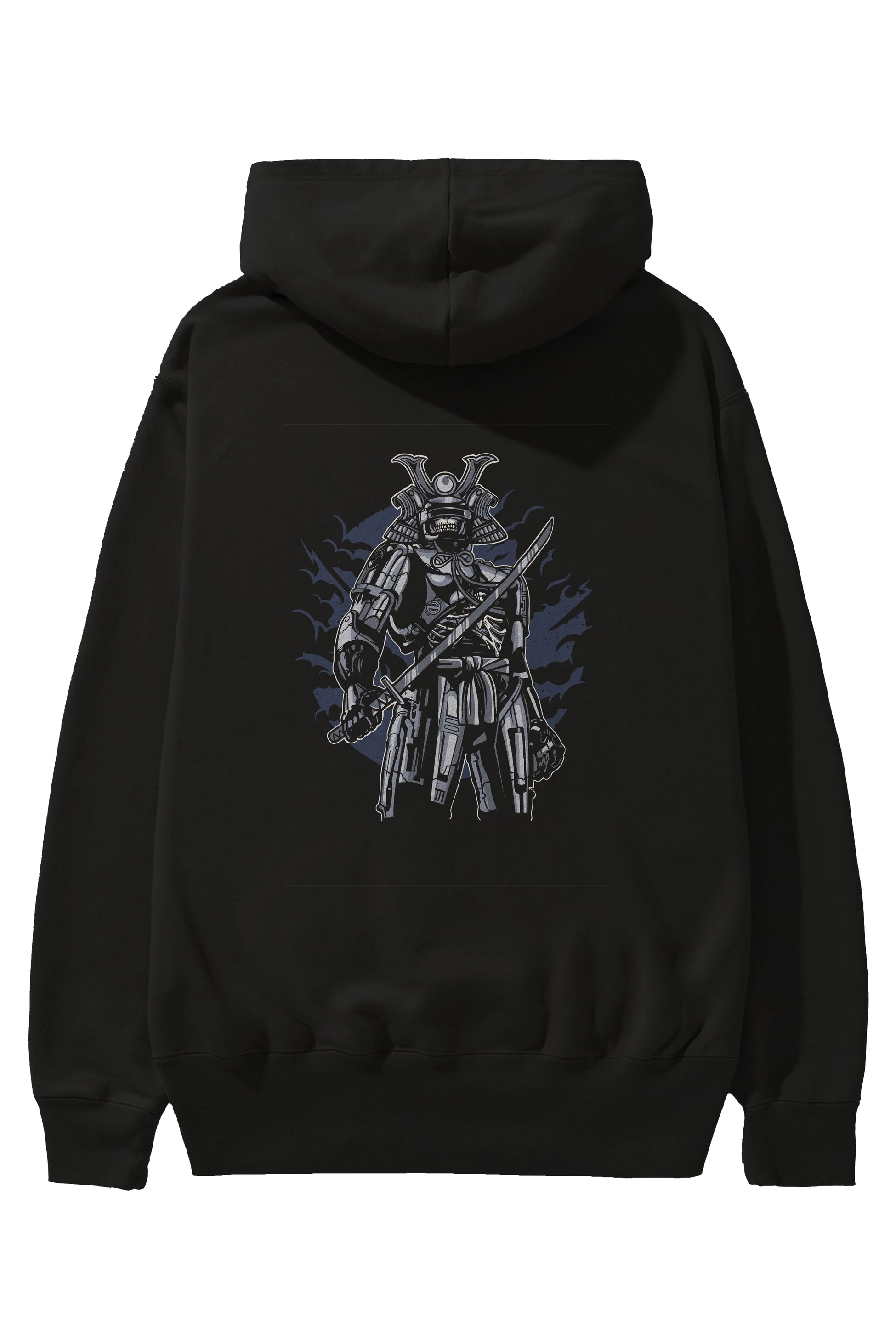 Samurai Robot Skull Arka Baskılı Hoodie Oversize Kapüşonlu Sweatshirt Erkek Kadın Unisex