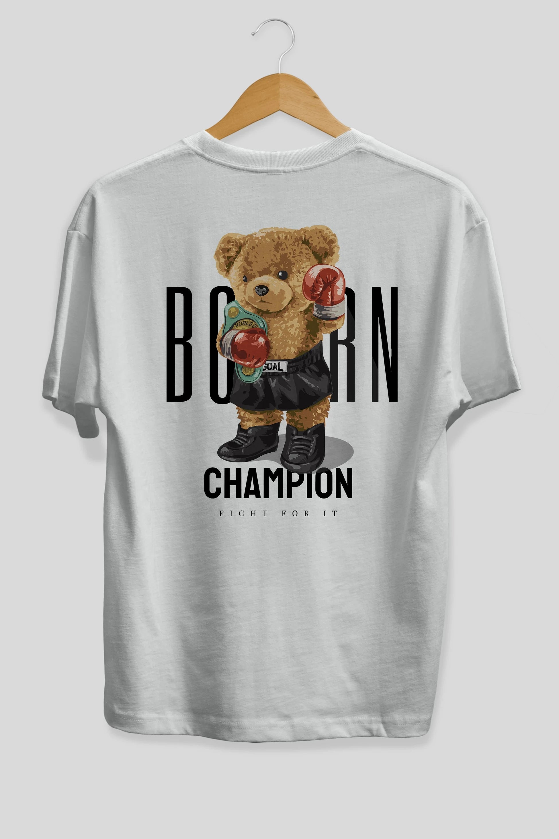 Teddy Bear Champion Arka Baskılı Oversize t-shirt Erkek Kadın Unisex %100 Pamuk