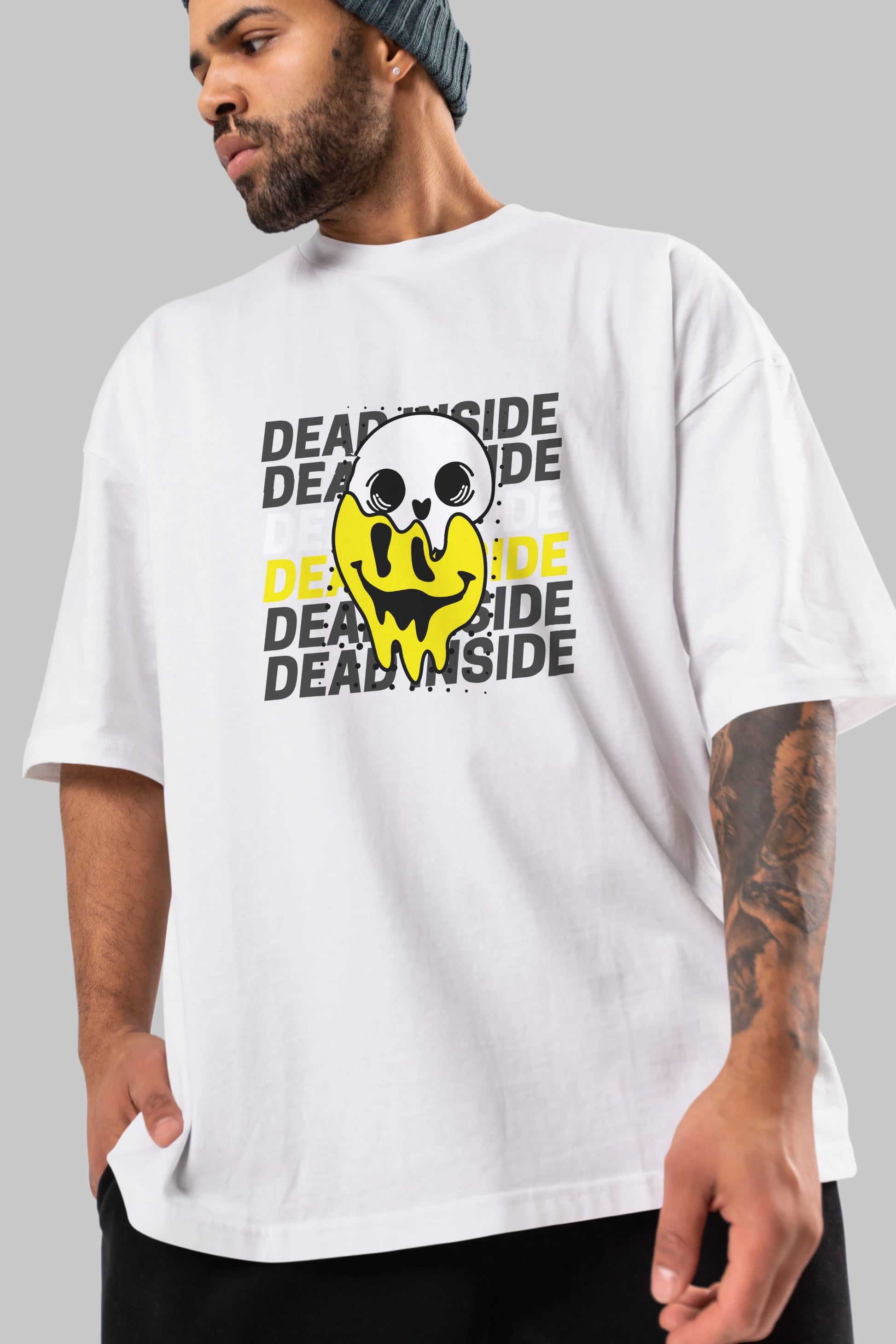Dead Inside Yazılı Ön Baskılı Oversize t-shirt Erkek Kadın Unisex