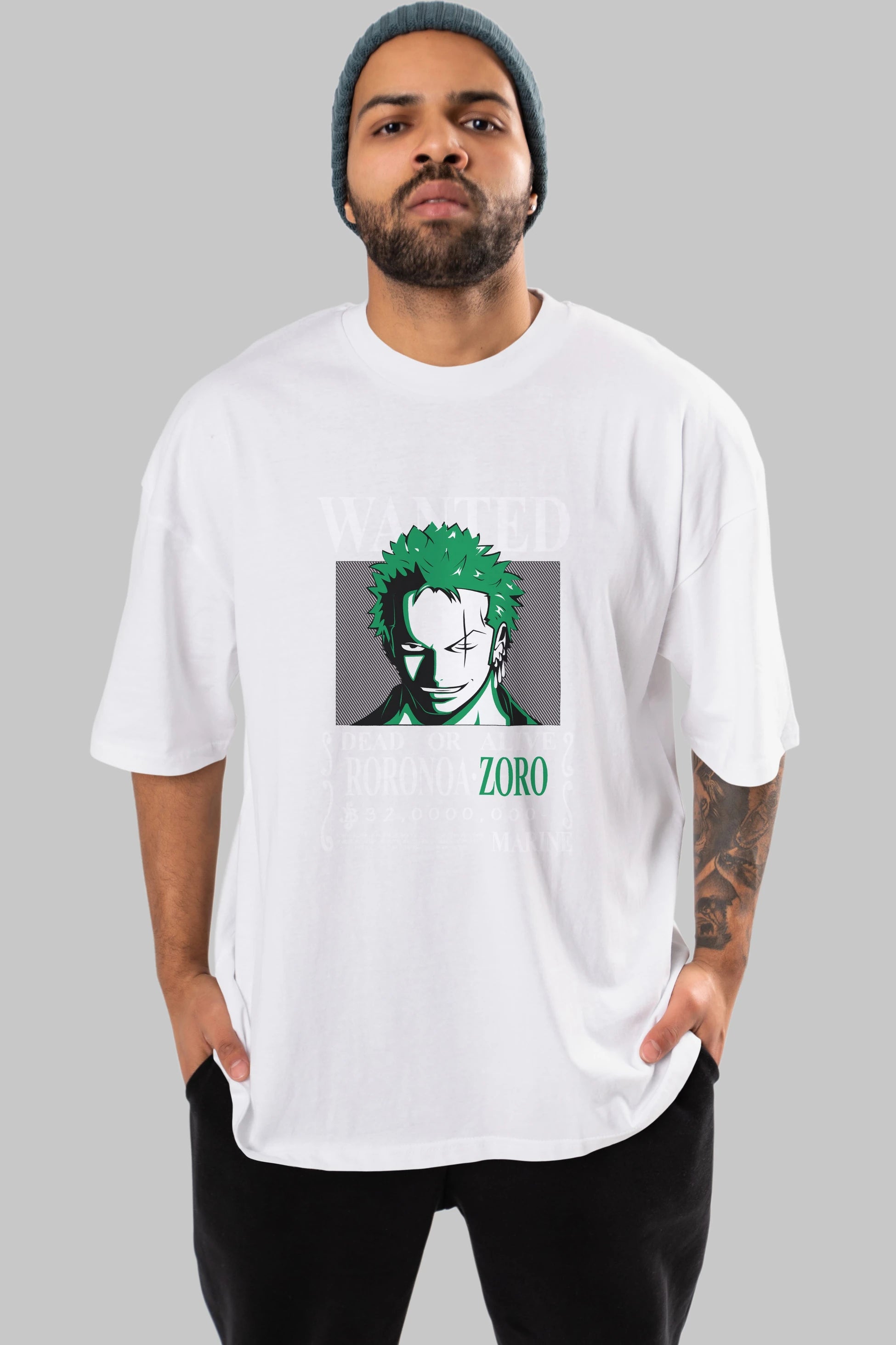 Roronoa Zoro Anime Ön Baskılı Oversize t-shirt Erkek Kadın Unisex