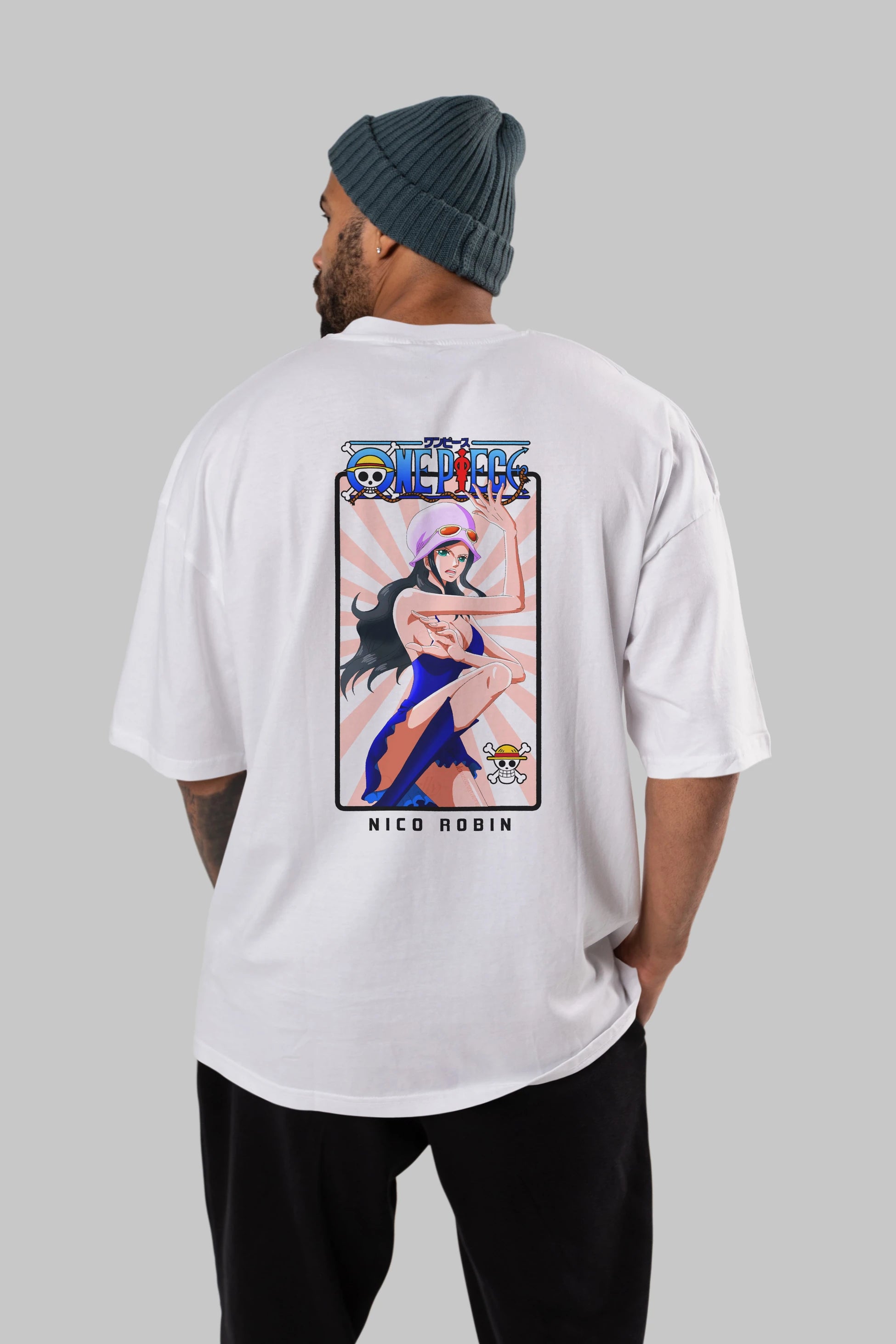 Nico Robin Anime Arka Baskılı Oversize t-shirt Erkek Kadın Unisex %100 pamuk tişort