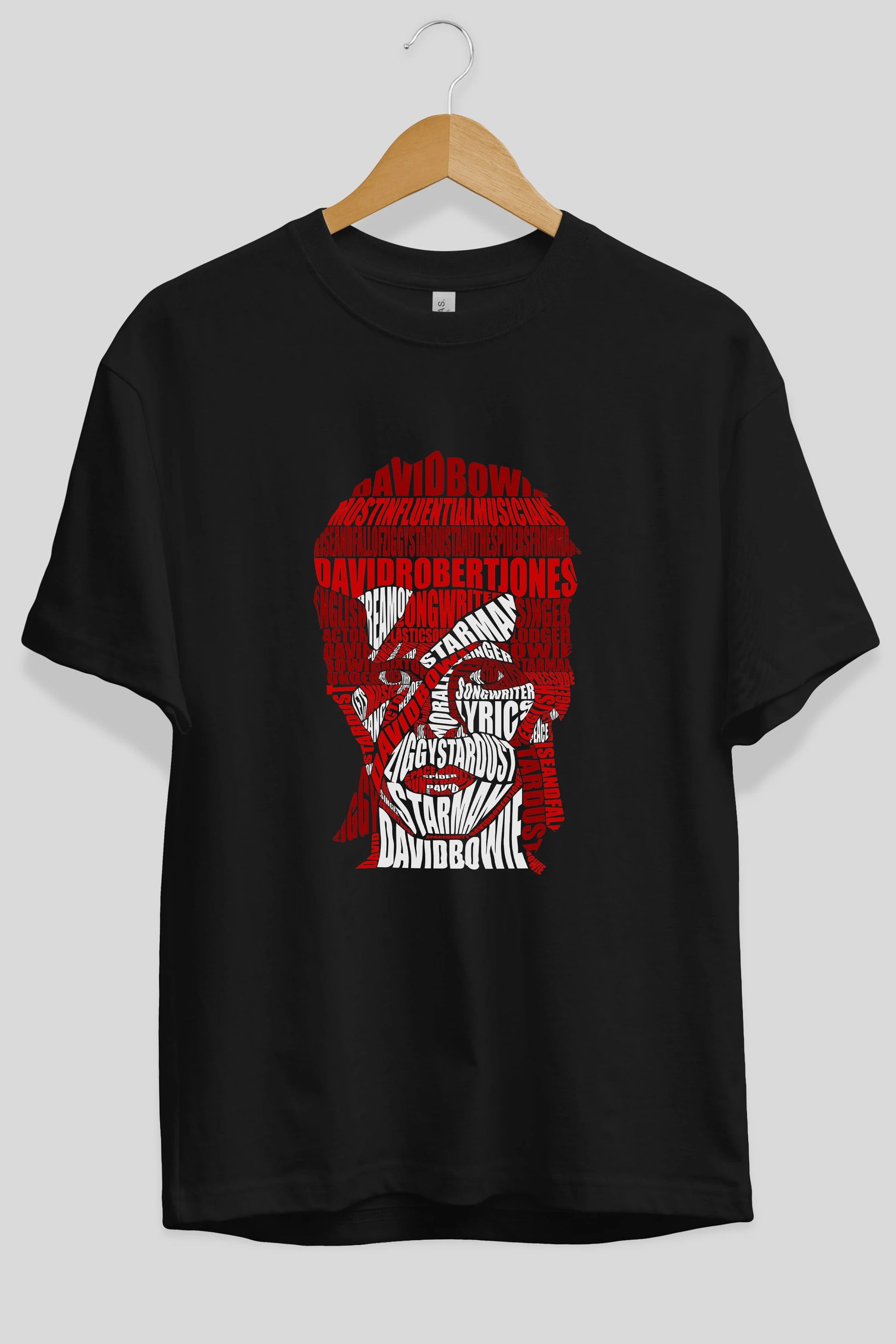 David Bowie Calligram Ön Baskılı Oversize t-shirt %100 pamuk Erkek Kadın Unisex