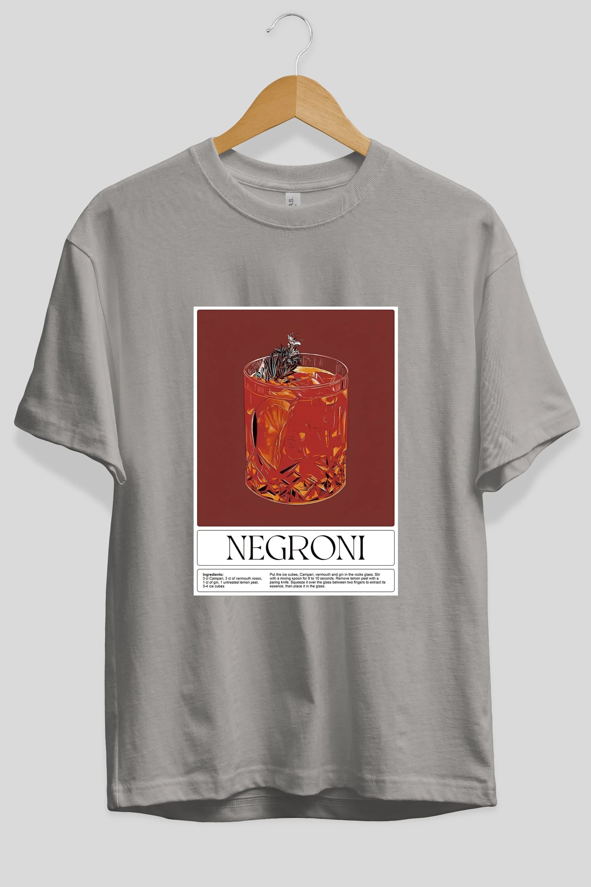 Negroni 2 Ön Baskılı Oversize t-shirt Erkek Kadın Unisex %100 Pamuk Bisiklet Yaka tişort