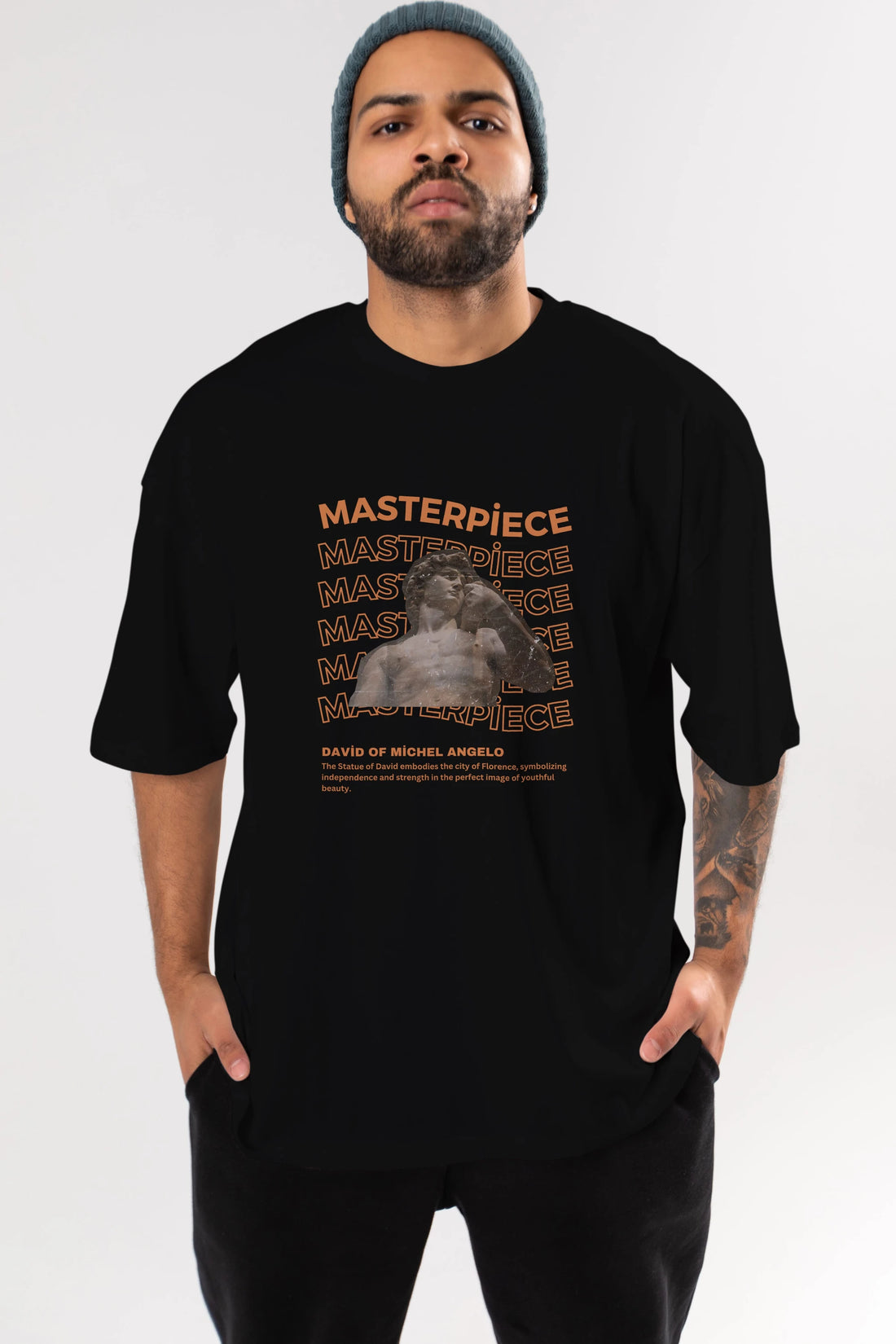 Masterpiece Yazılı Ön Baskılı Oversize t-shirt Erkek Kadın Unisex