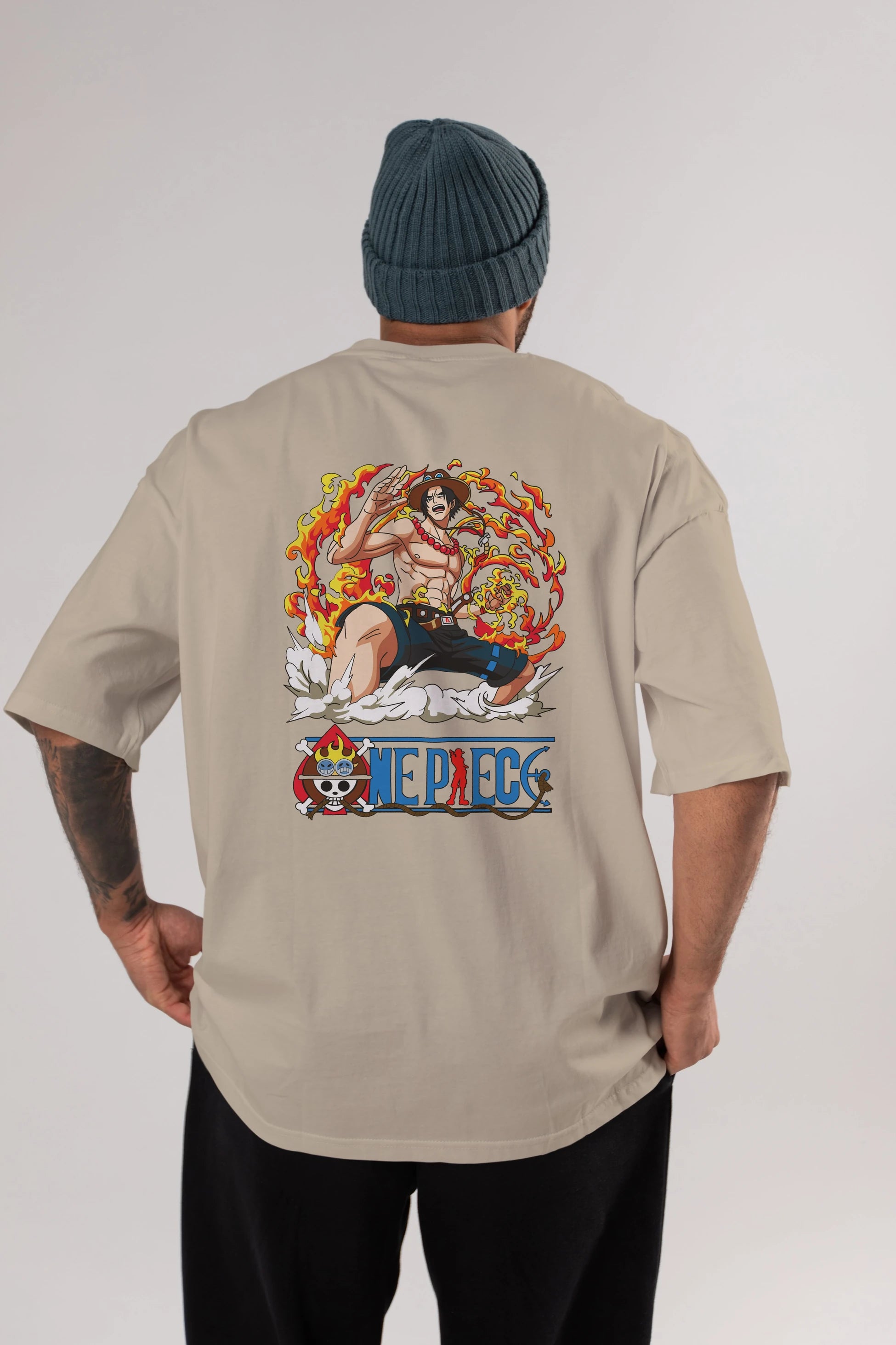One Piece Anime Arka Baskılı Oversize t-shirt Erkek Kadın Unisex %100 pamuk tişort