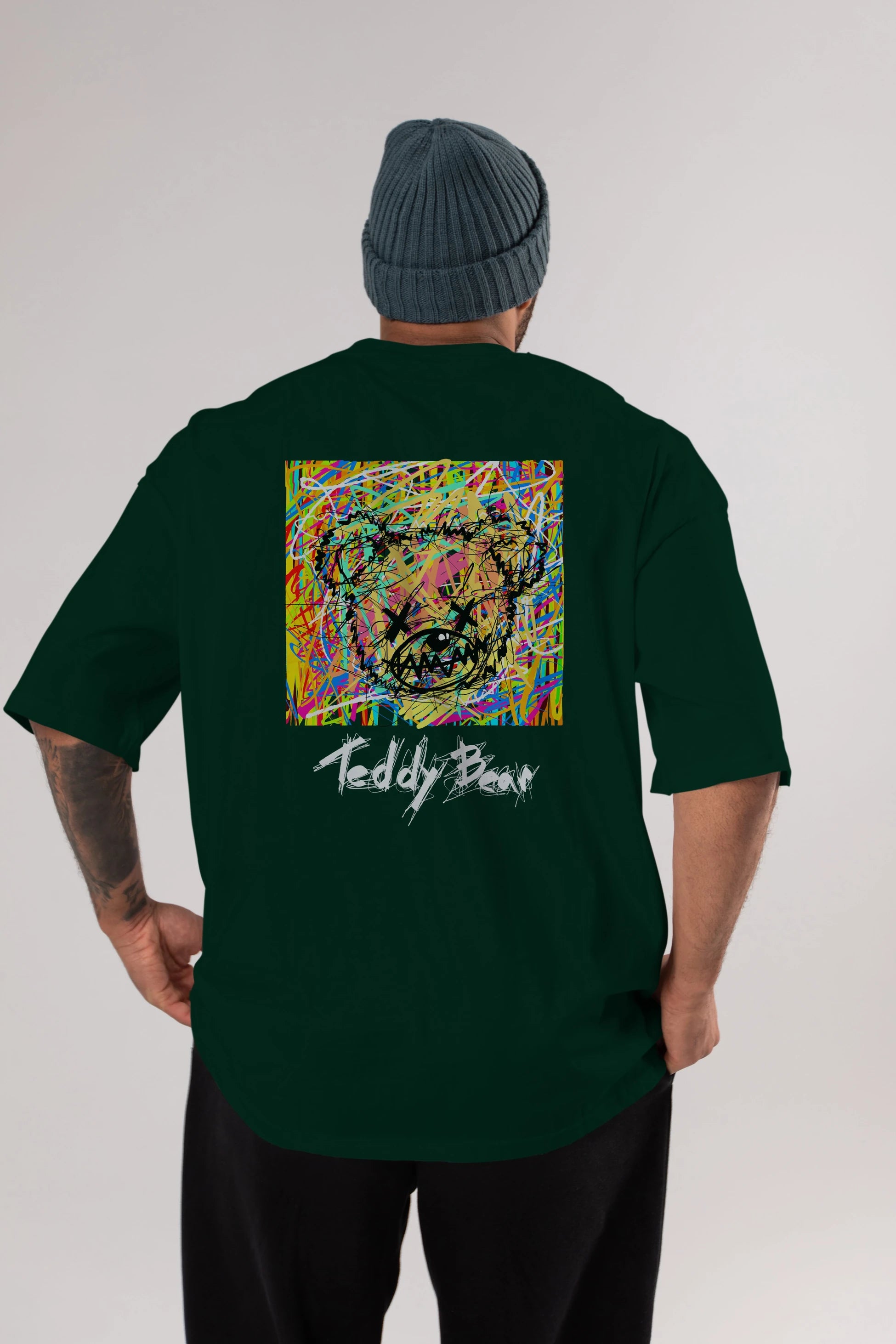 Teddy Bear 3 Arka Baskılı Oversize t-shirt Erkek Kadın Unisex