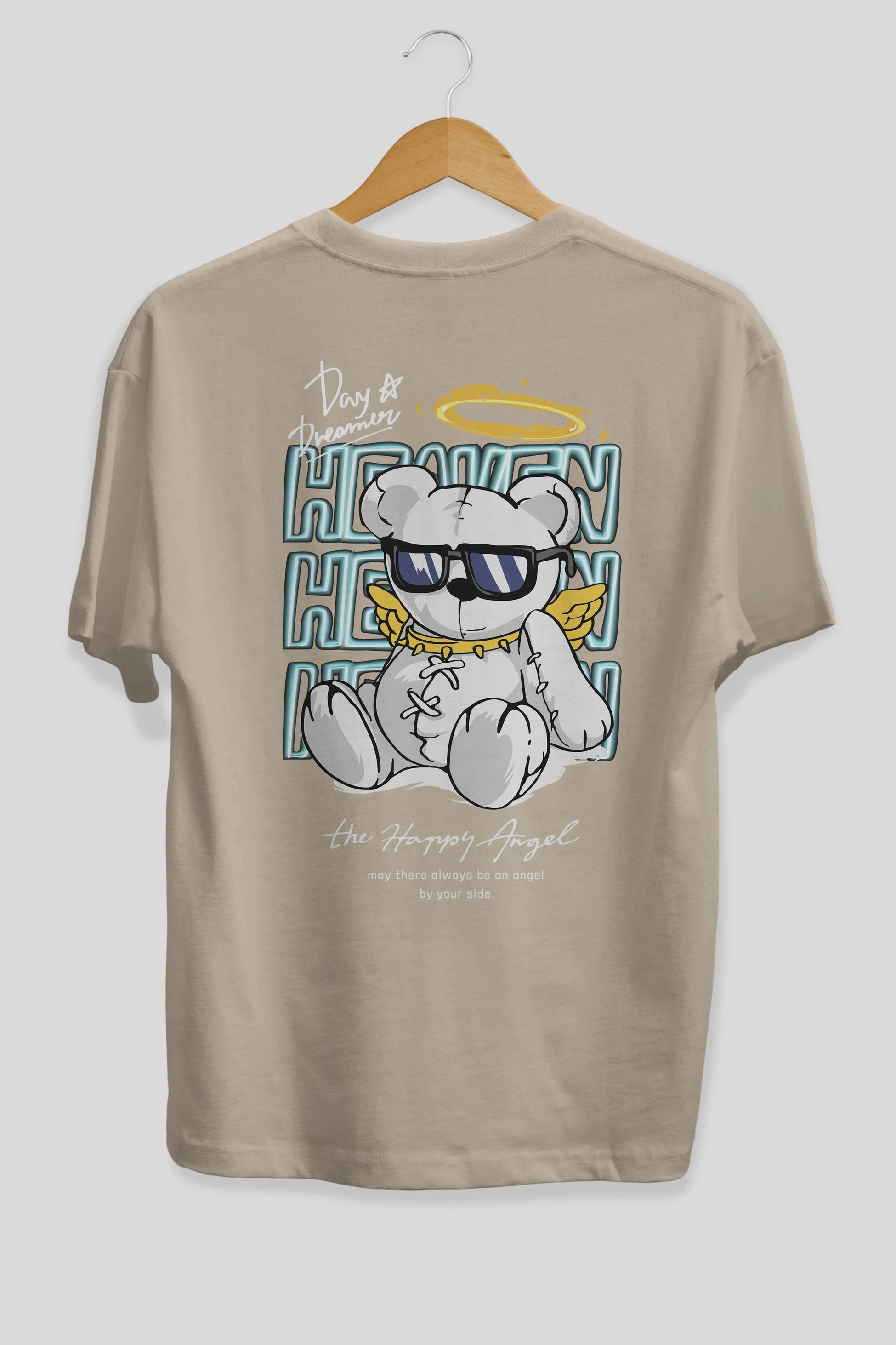 Heaven Bear Arka Baskılı Oversize t-shirt Erkek Kadın Unisex