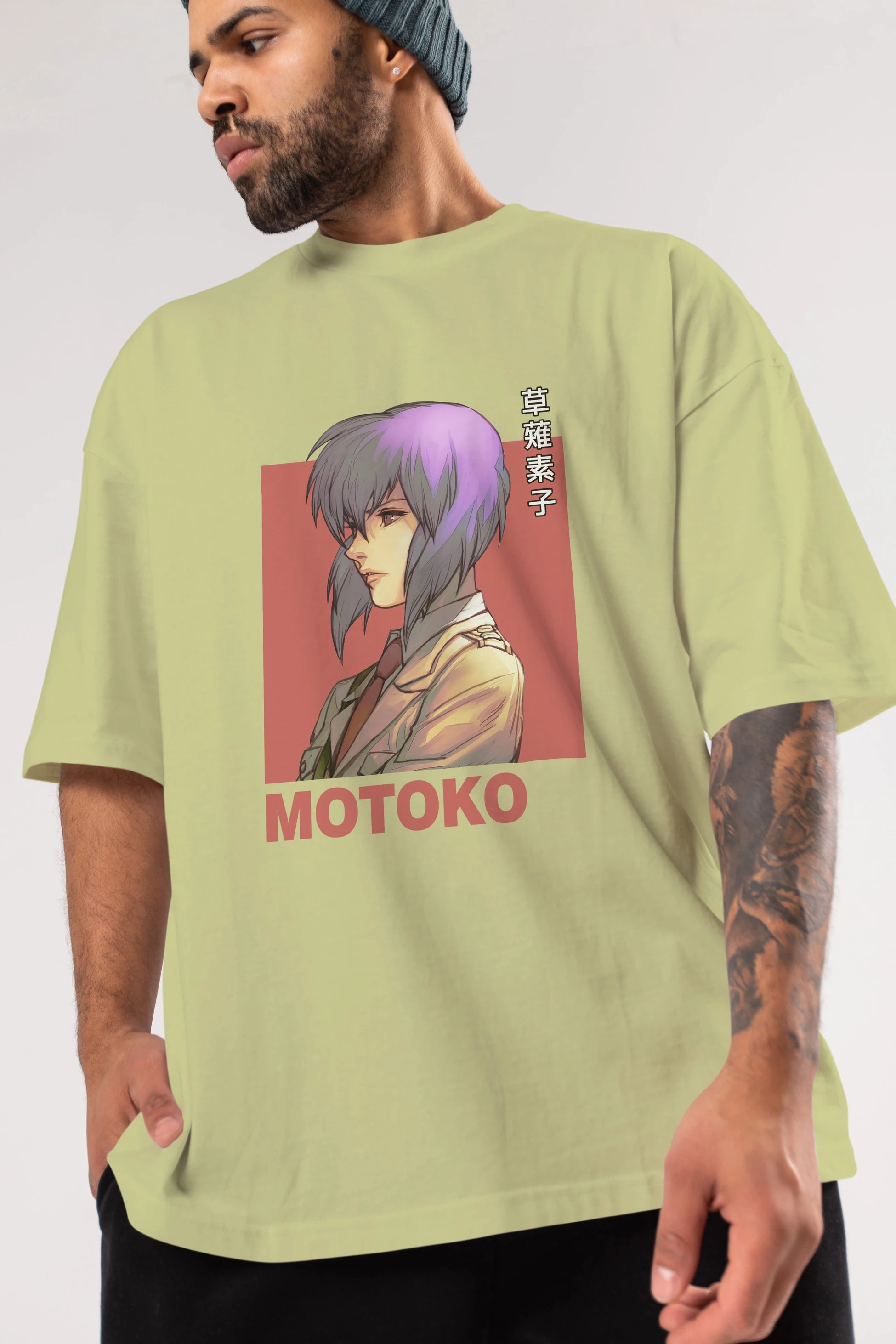 Motoko Kusanagi 12 Anime Ön Baskılı Oversize t-shirt %100 pamuk Erkek Kadın Unisex