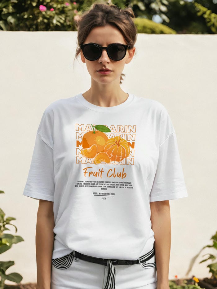 Mandarin Ön Baskılı Oversize t-shirt Erkek Kadın Pamuk Bisiklet Yaka tişort