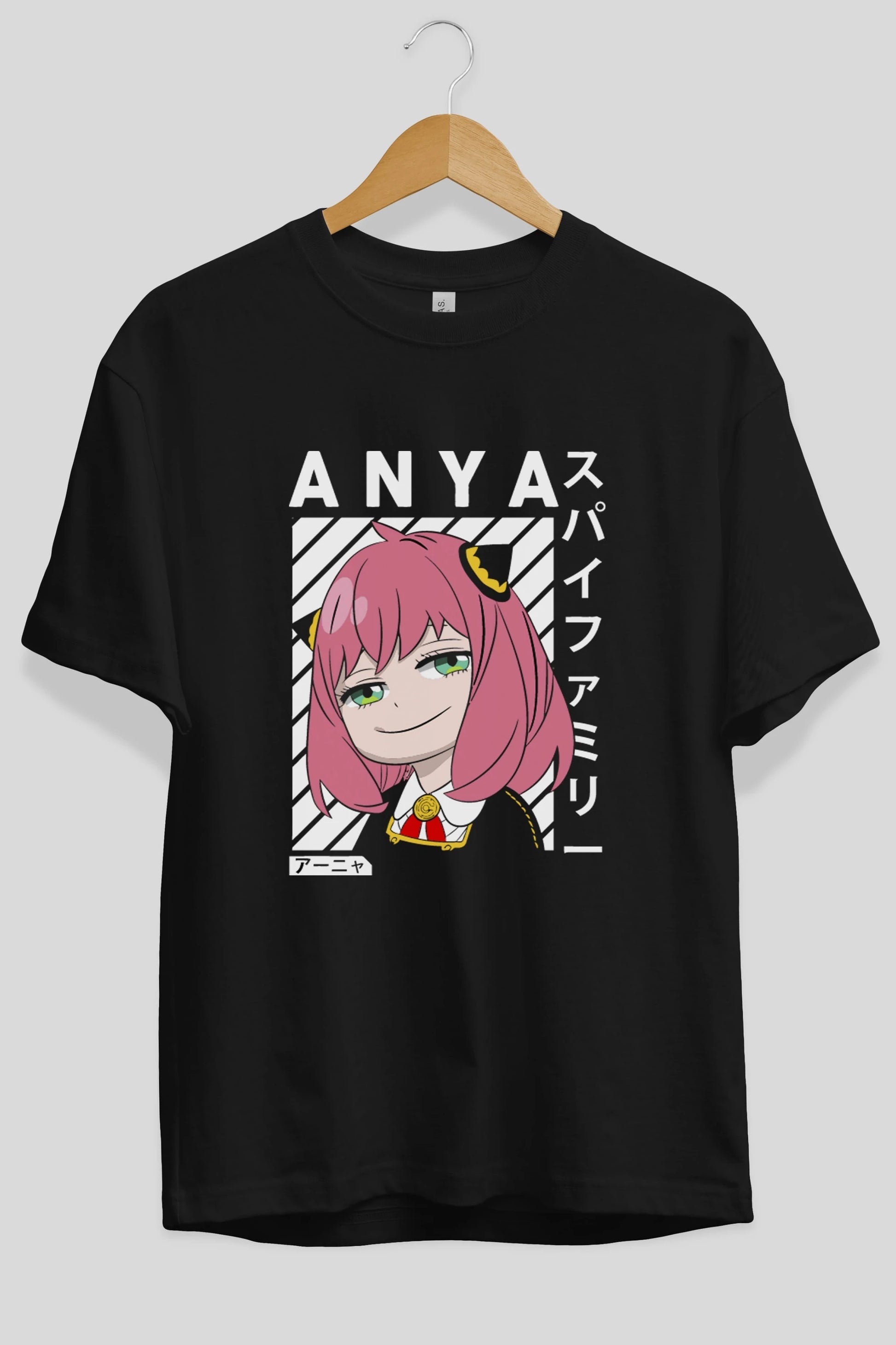 Anya SPYX FAMILY Anime Ön Baskılı Oversize t-shirt %100 pamuk Erkek Kadın Unisex