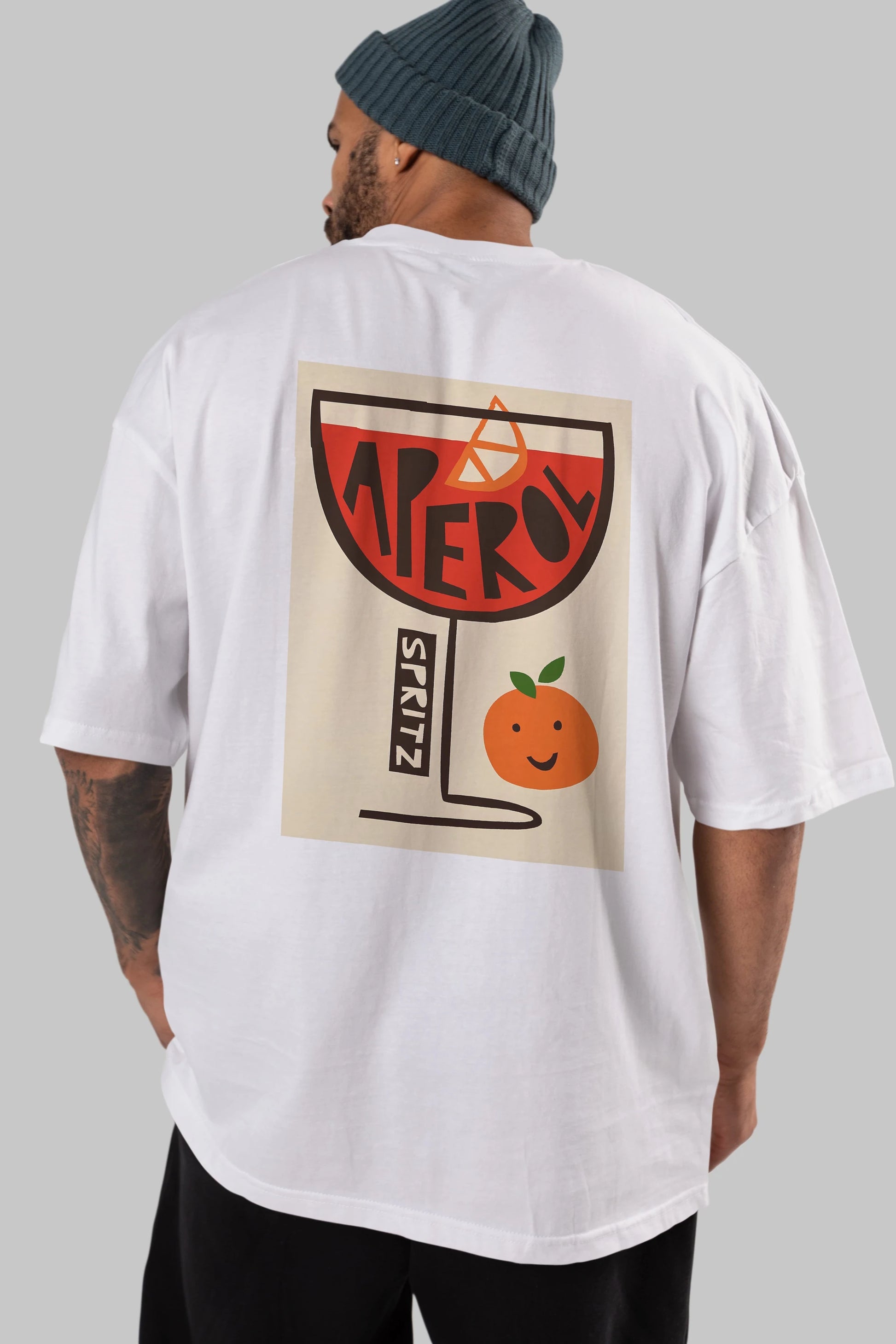 Aperol Spritz 9 Arka Baskılı Oversize t-shirt Erkek Kadın Unisex %100 Pamuk Bisiklet Yaka tişort