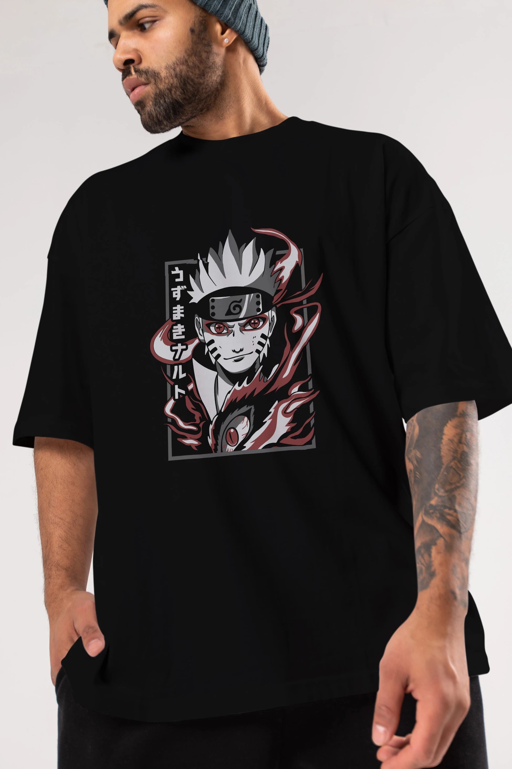 NarutoMod Anime Ön Baskılı Oversize t-shirt %100 pamuk Erkek Kadın Unisex