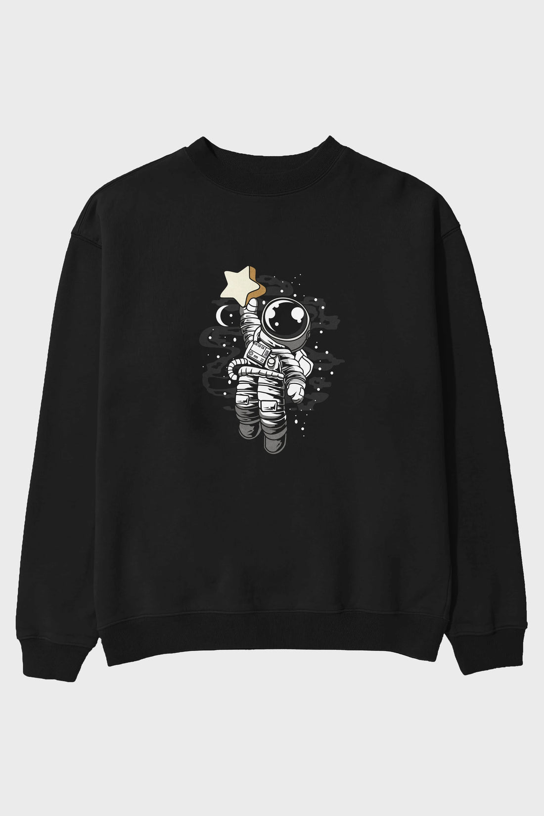 Astronaut Reach The Star Ön Baskılı Oversize Sweatshirt Erkek Kadın Unisex