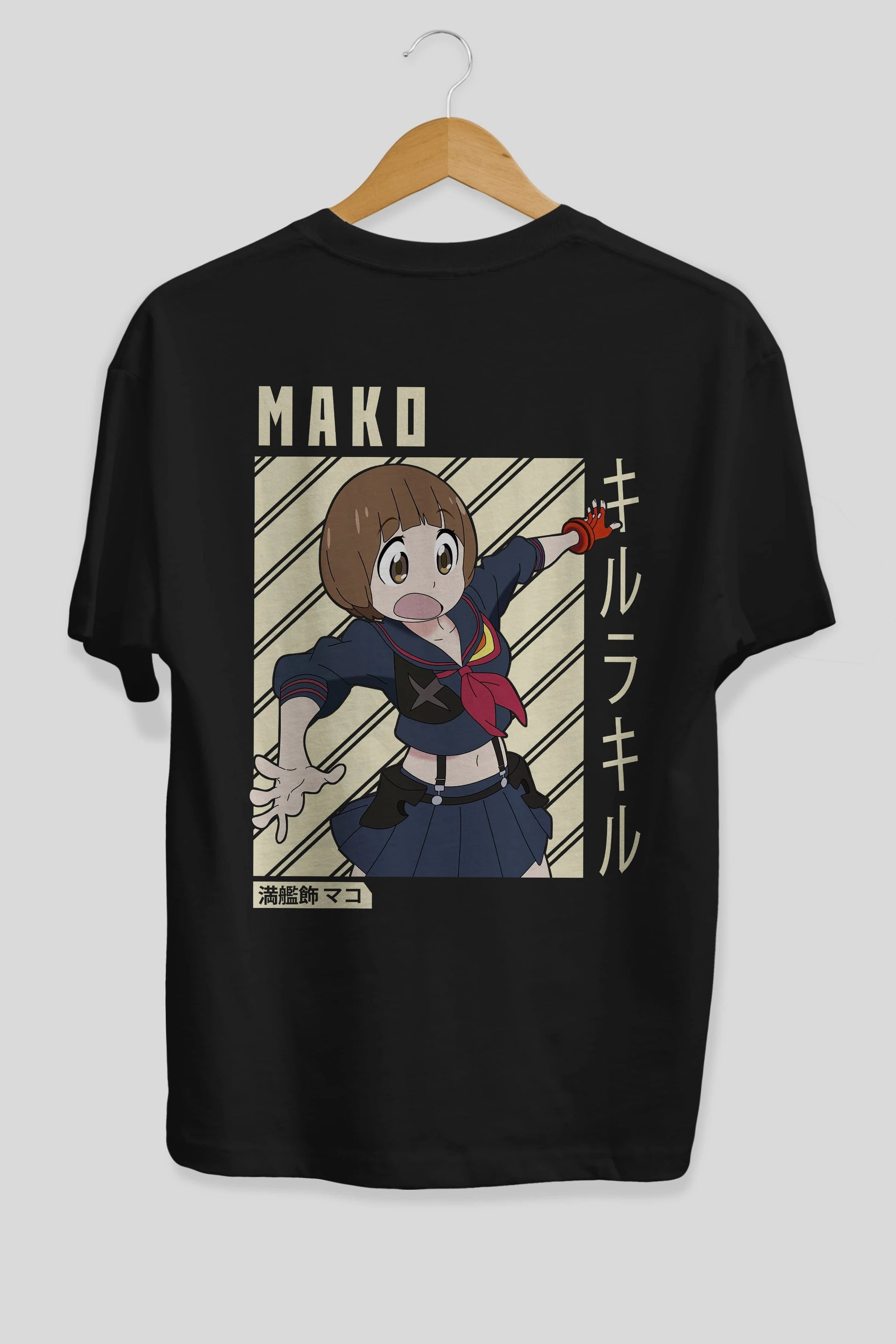 Mako Mankanshoku 1 Anime Arka Baskılı Oversize t-shirt Erkek Kadın Unisex