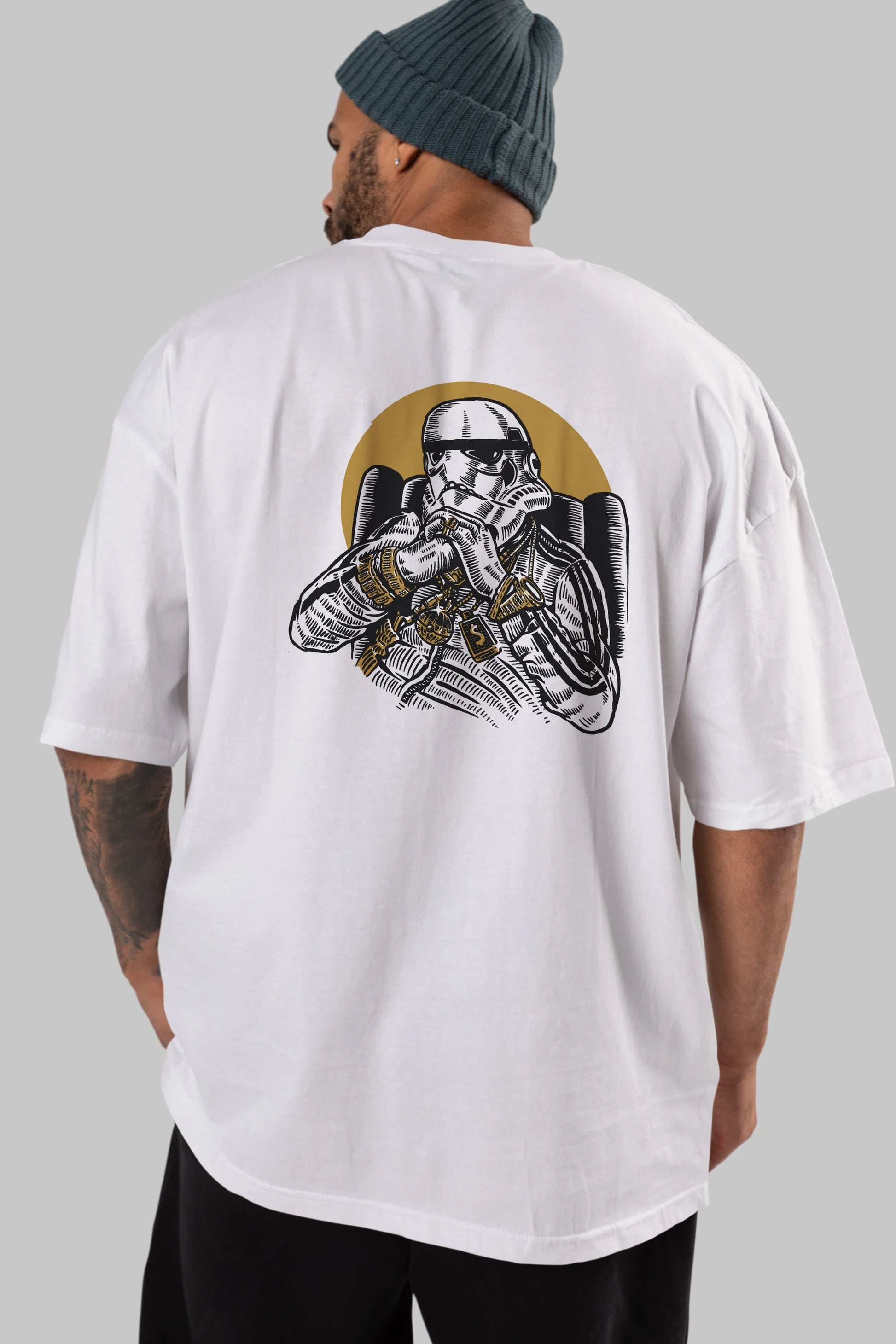 Trooper Dee Jay Arka Baskılı Oversize t-shirt Erkek Kadın Unisex %100 Pamuk