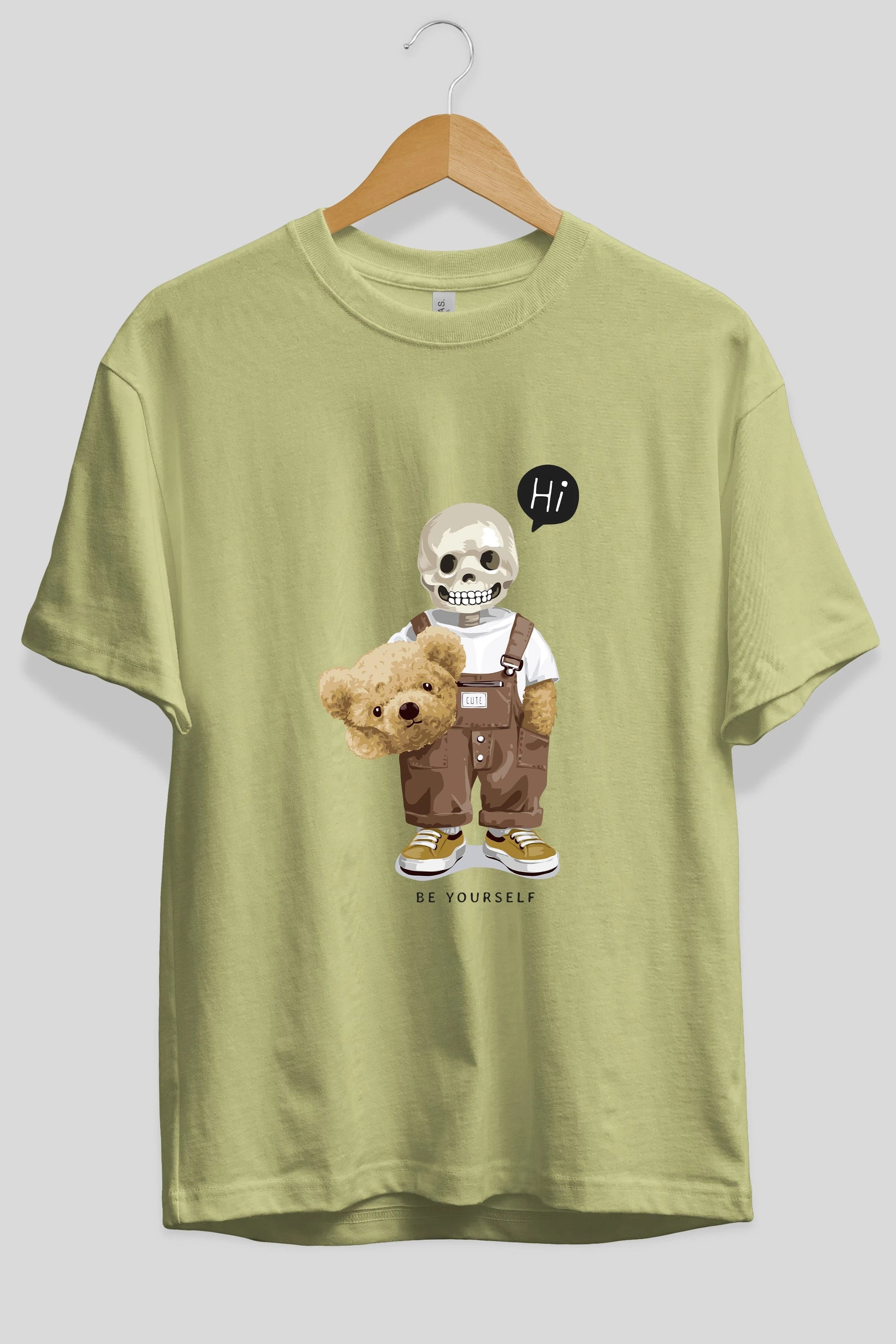 Teddy Bear hi Ön Baskılı Oversize t-shirt Erkek Kadın Unisex %100 Pamuk