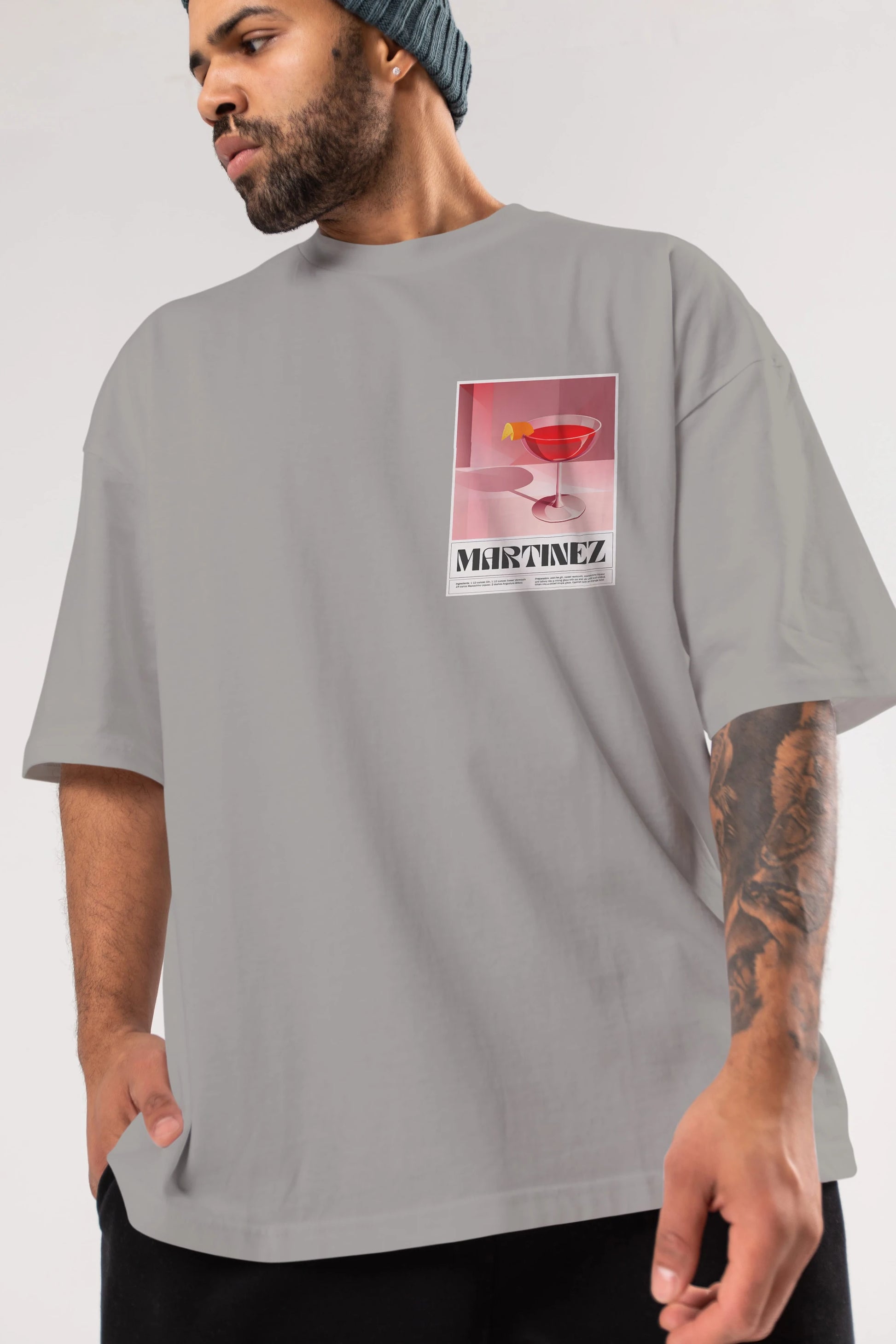 Martinez Ön Sol Baskılı Oversize t-shirt Erkek Kadın Unisex %100 Pamuk Bisiklet Yaka tişort
