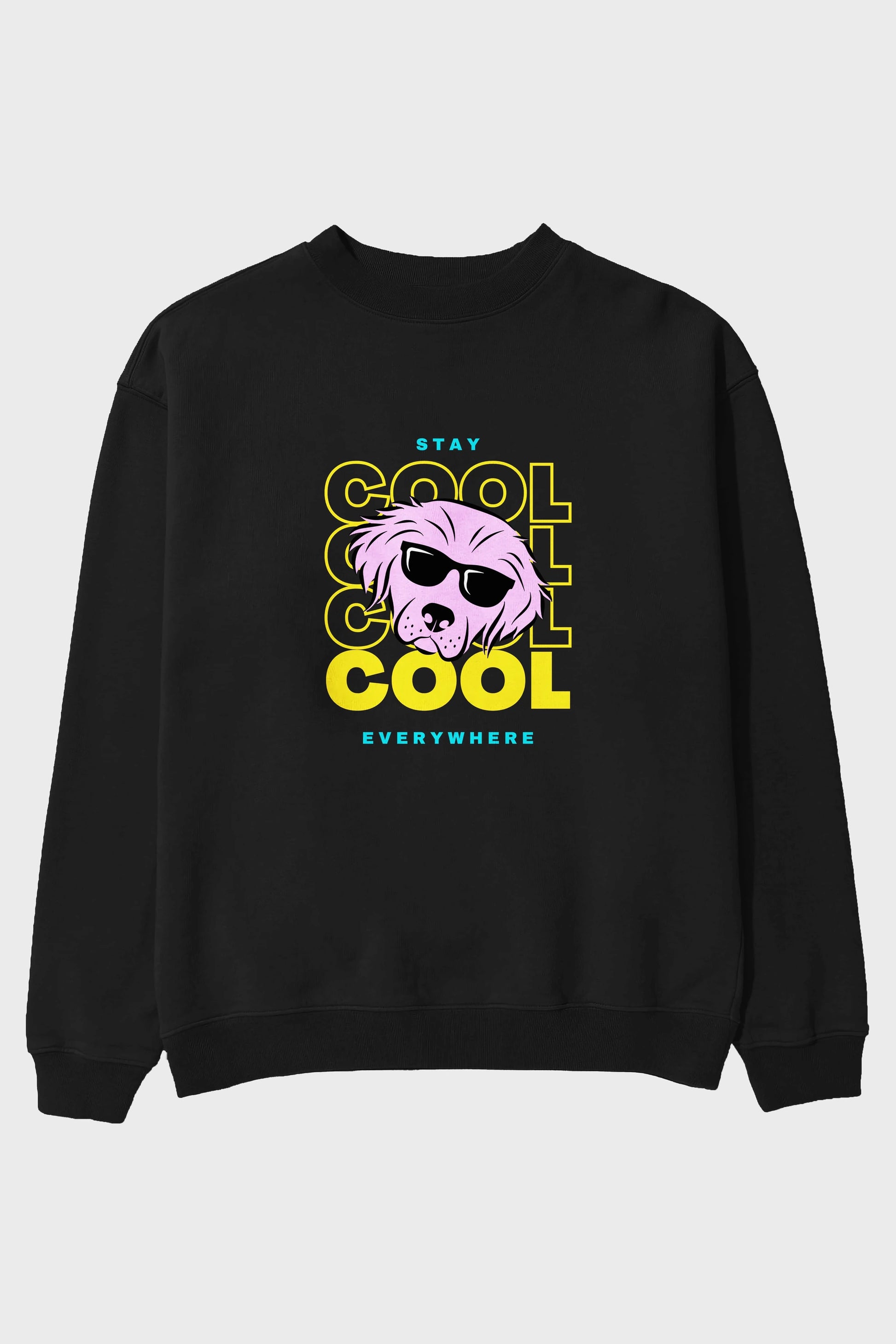 Cool Dog 2 Ön Baskılı Oversize Sweatshirt Erkek Kadın Unisex