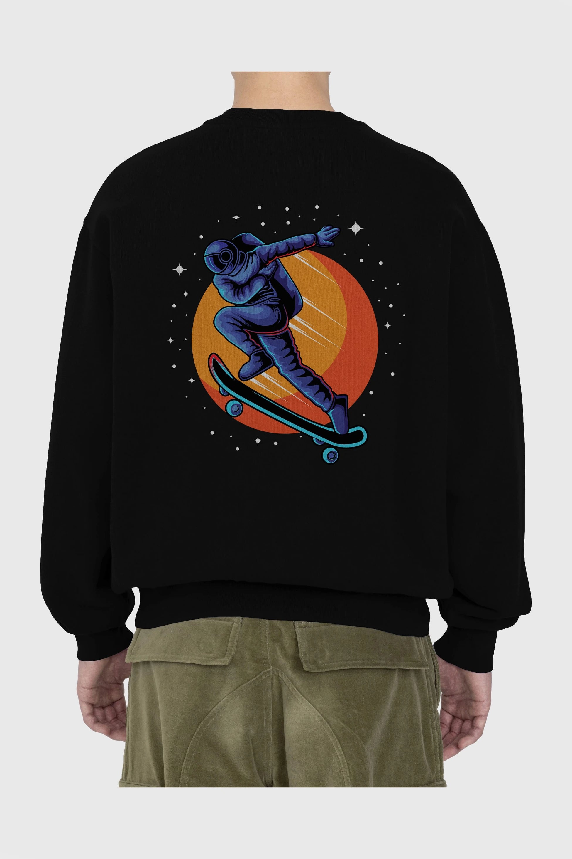 Astroskate Run Arka Baskılı Oversize Sweatshirt Erkek Kadın Unisex