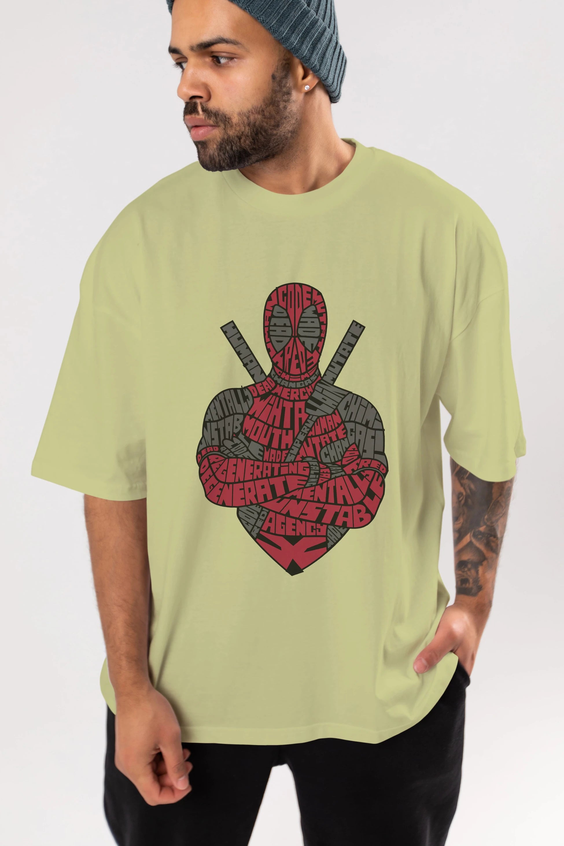 Dead Red Ön Baskılı Oversize t-shirt %100 pamuk Erkek Kadın Unisex
