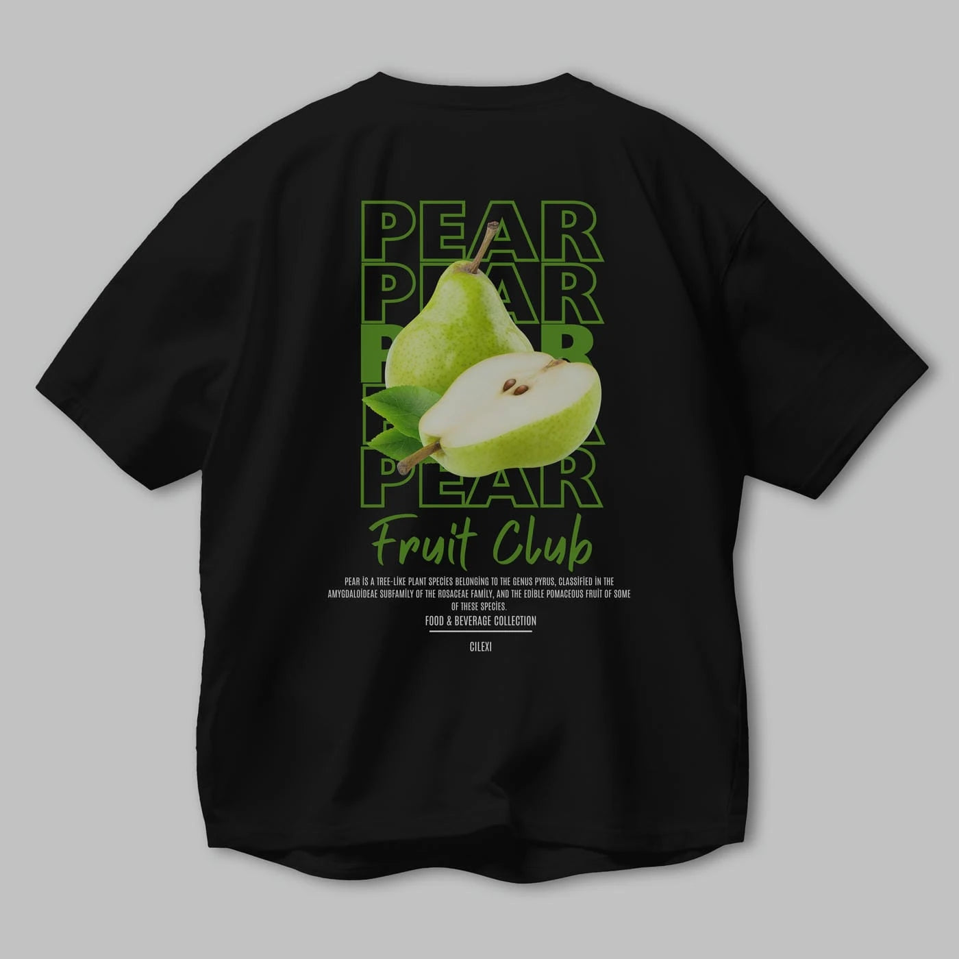Pear Arka Baskılı Oversize t-shirt Erkek Kadın Pamuk Bisiklet Yaka tişort