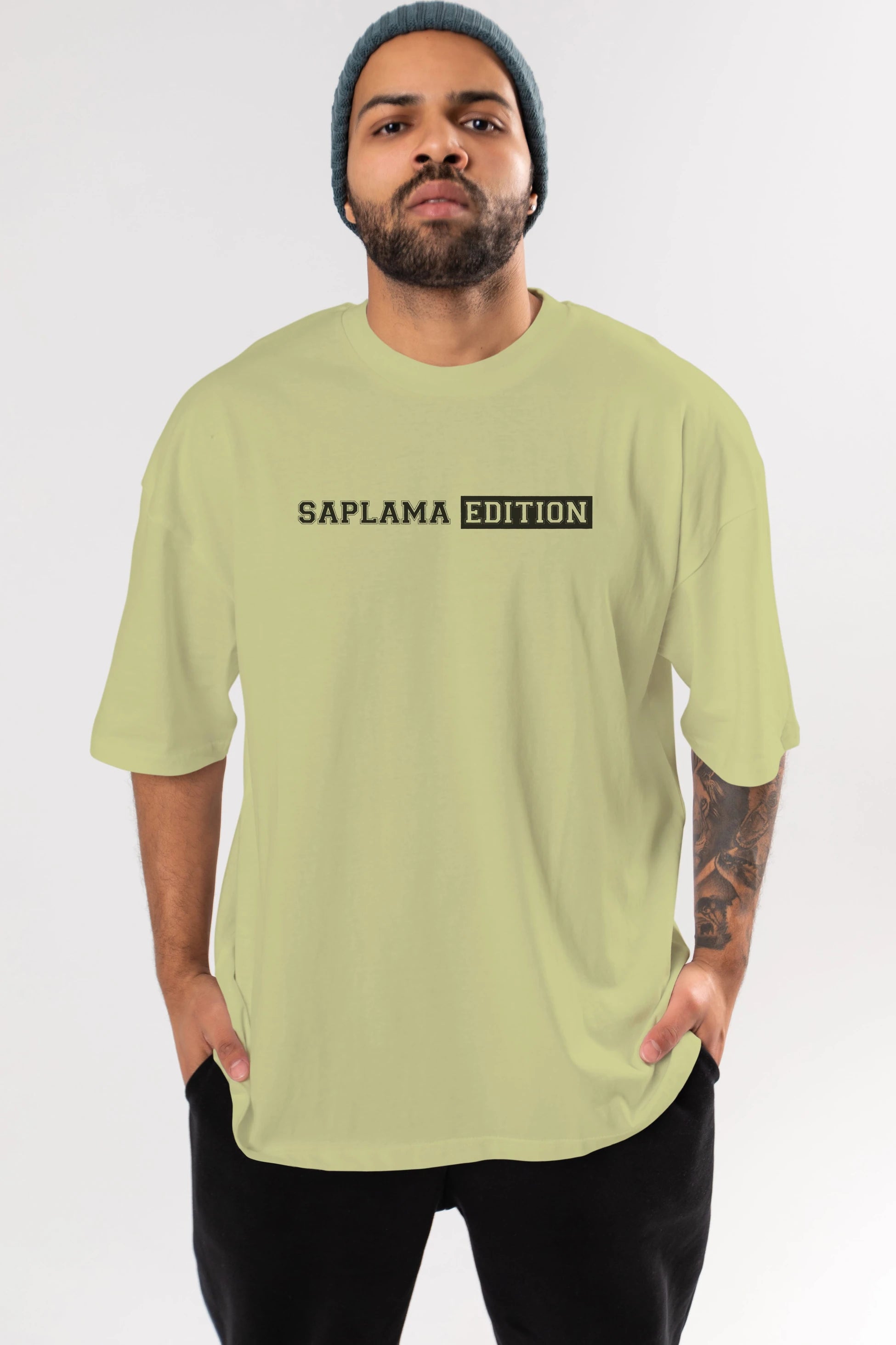 Saplama Edition Ön Baskılı Oversize t-shirt %100 pamuk Erkek Kadın Unisex