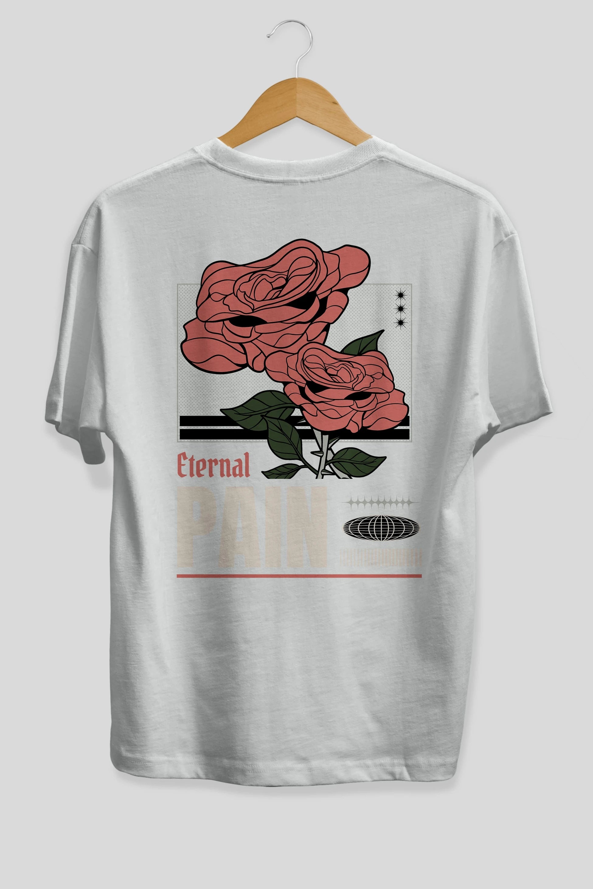 Eternal Pain Arka Baskılı Oversize t-shirt Erkek Kadın Unisex