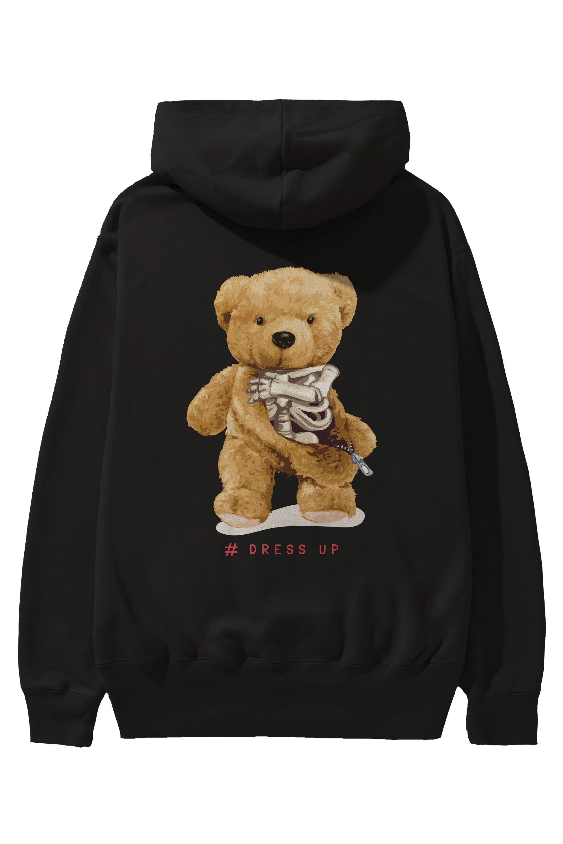 Teddy Bear Dress Up Arka Baskılı Hoodie Oversize Kapüşonlu Sweatshirt Erkek Kadın Unisex