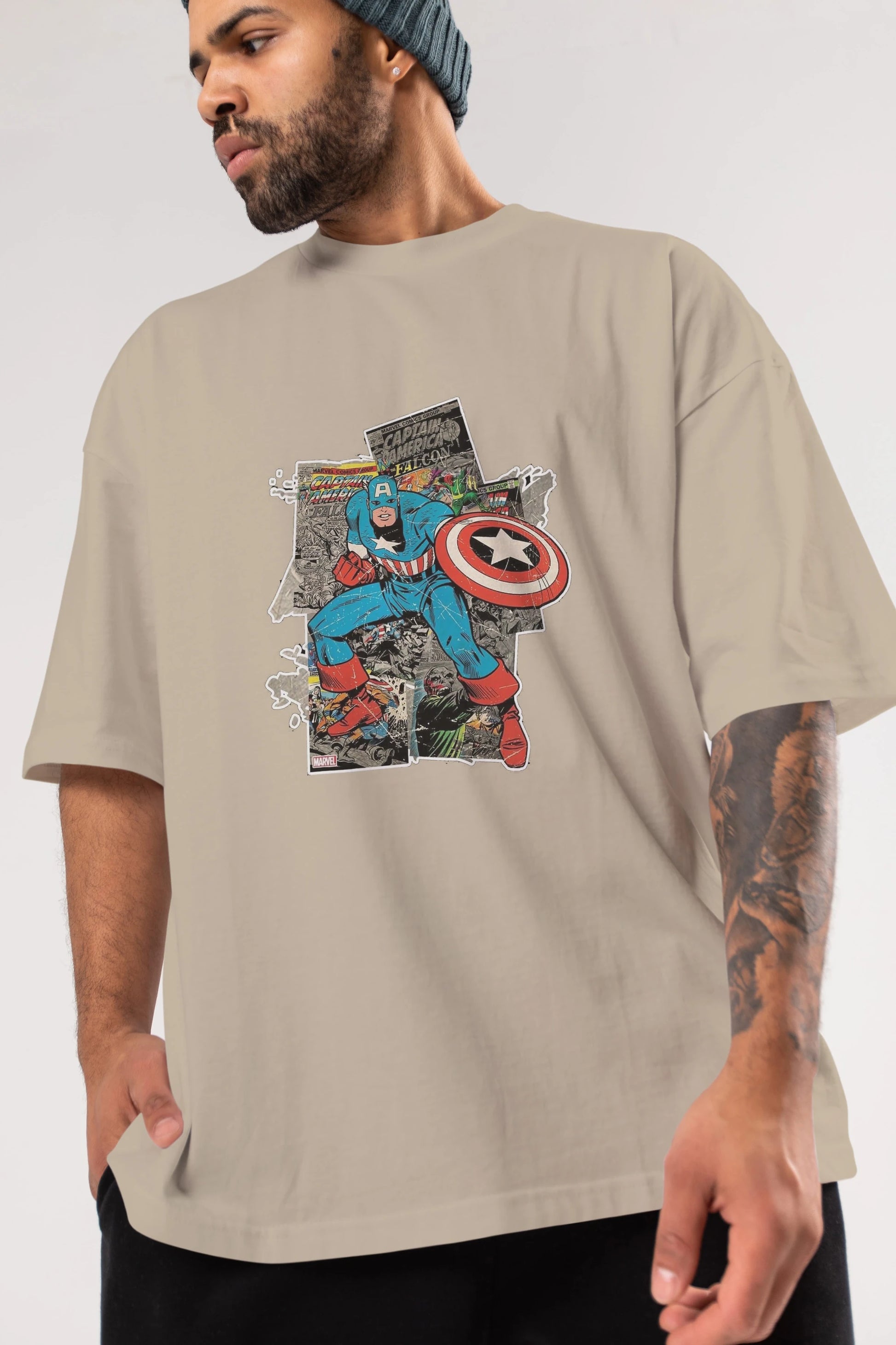 Captain America (2) Ön Baskılı Oversize t-shirt Erkek Kadın Unisex %100 Pamuk Bisiklet Yaka tişort