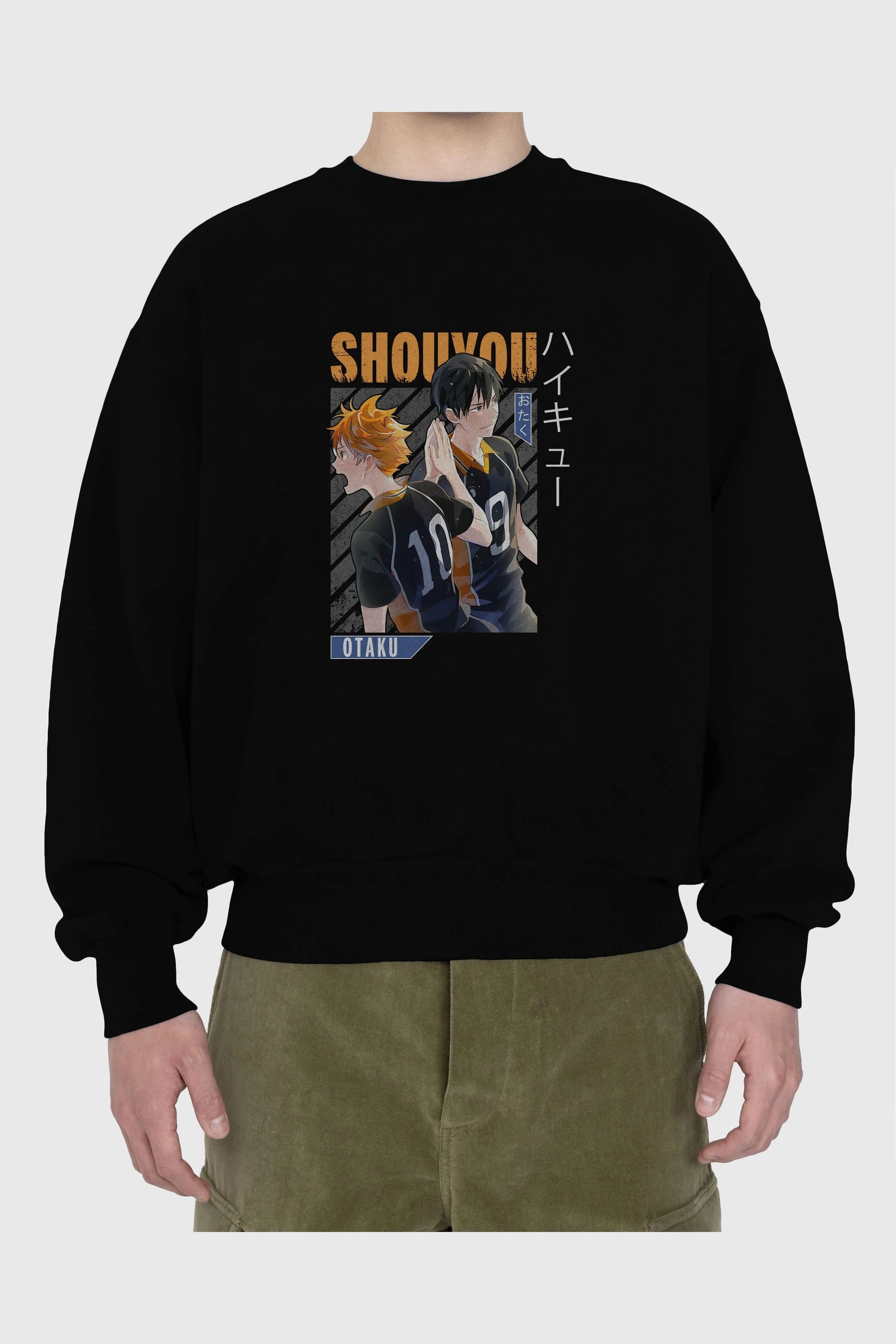 Shouyou Hinata 12 Anime Ön Baskılı Oversize Sweatshirt Erkek Kadın Unisex