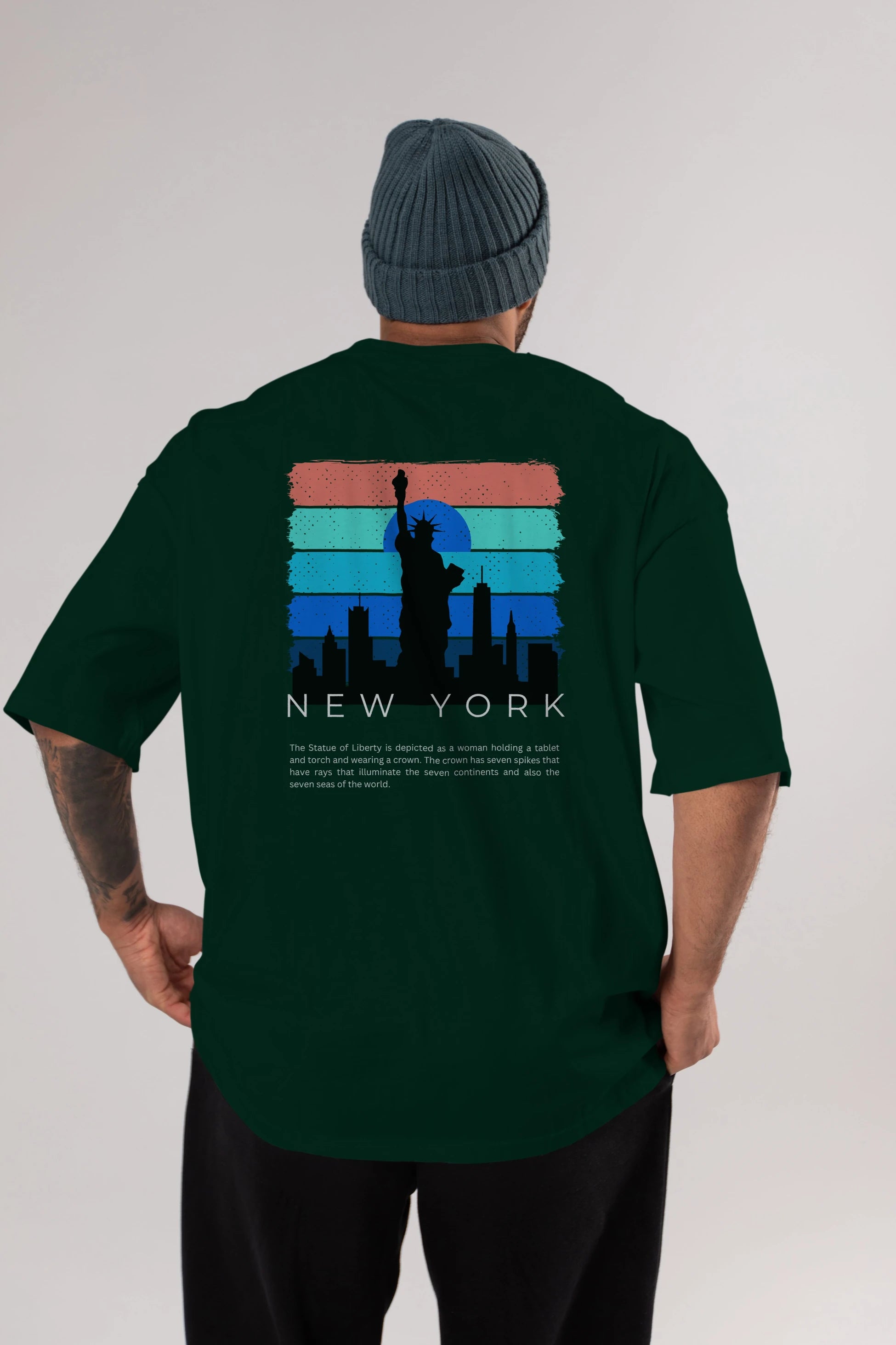 New York Yazılı Arka Baskılı Oversize t-shirt Erkek Kadın Unisex