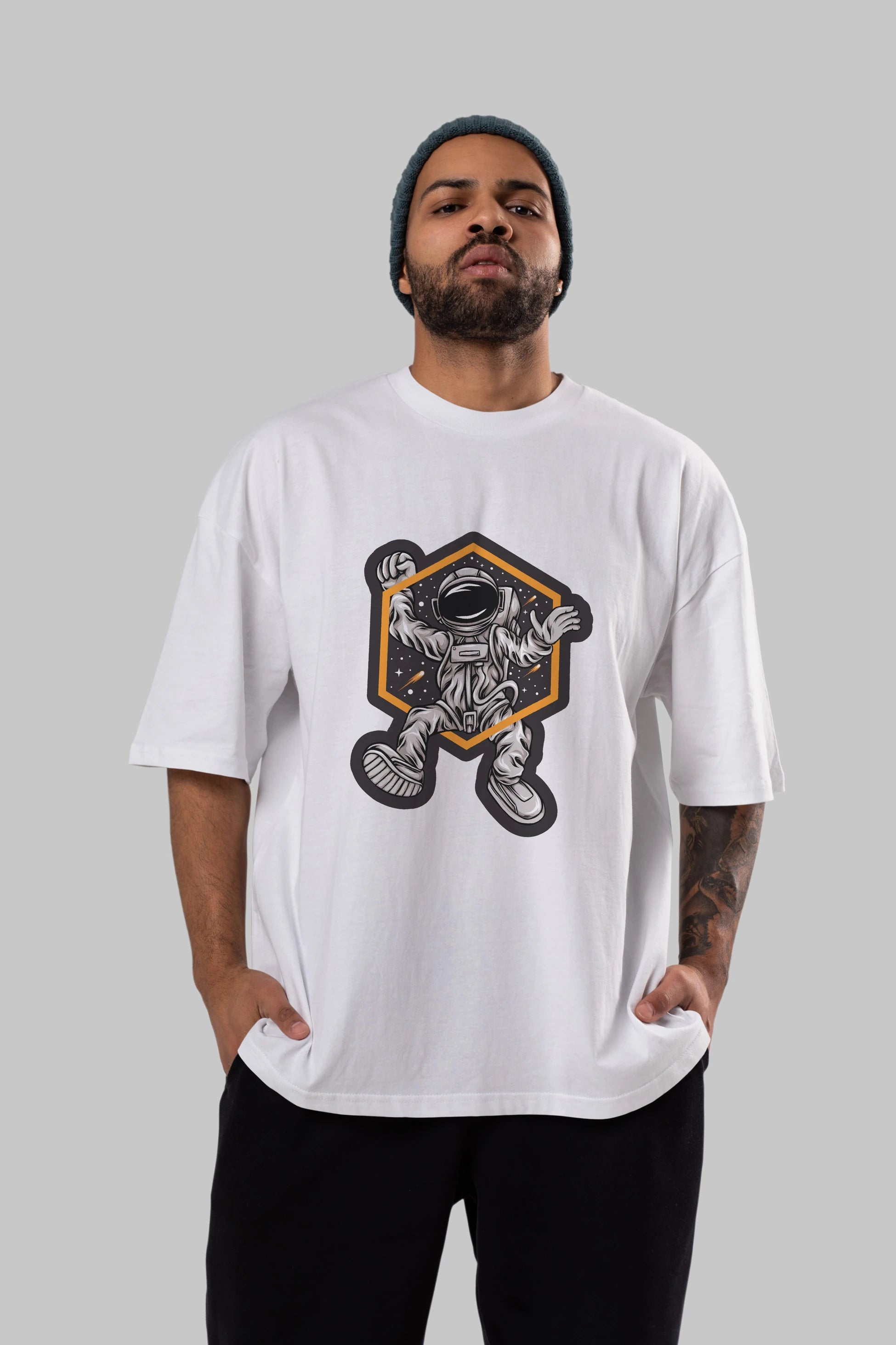 Astrofun Sticker Ön Baskılı Oversize t-shirt Erkek Kadın Unisex