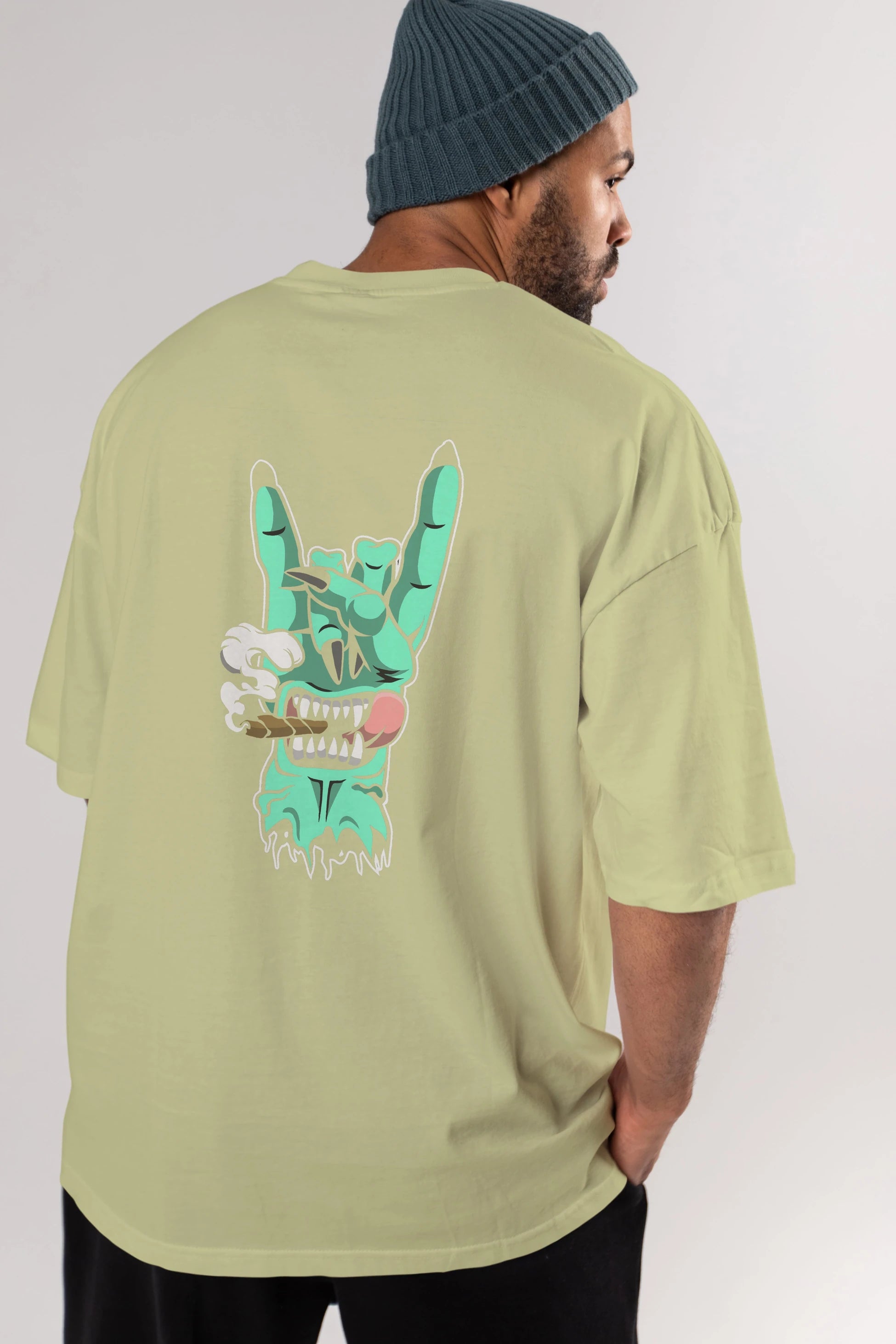 Metal Sign Arka Baskılı Oversize t-shirt Erkek Kadın Unisex %100 Pamuk tişort