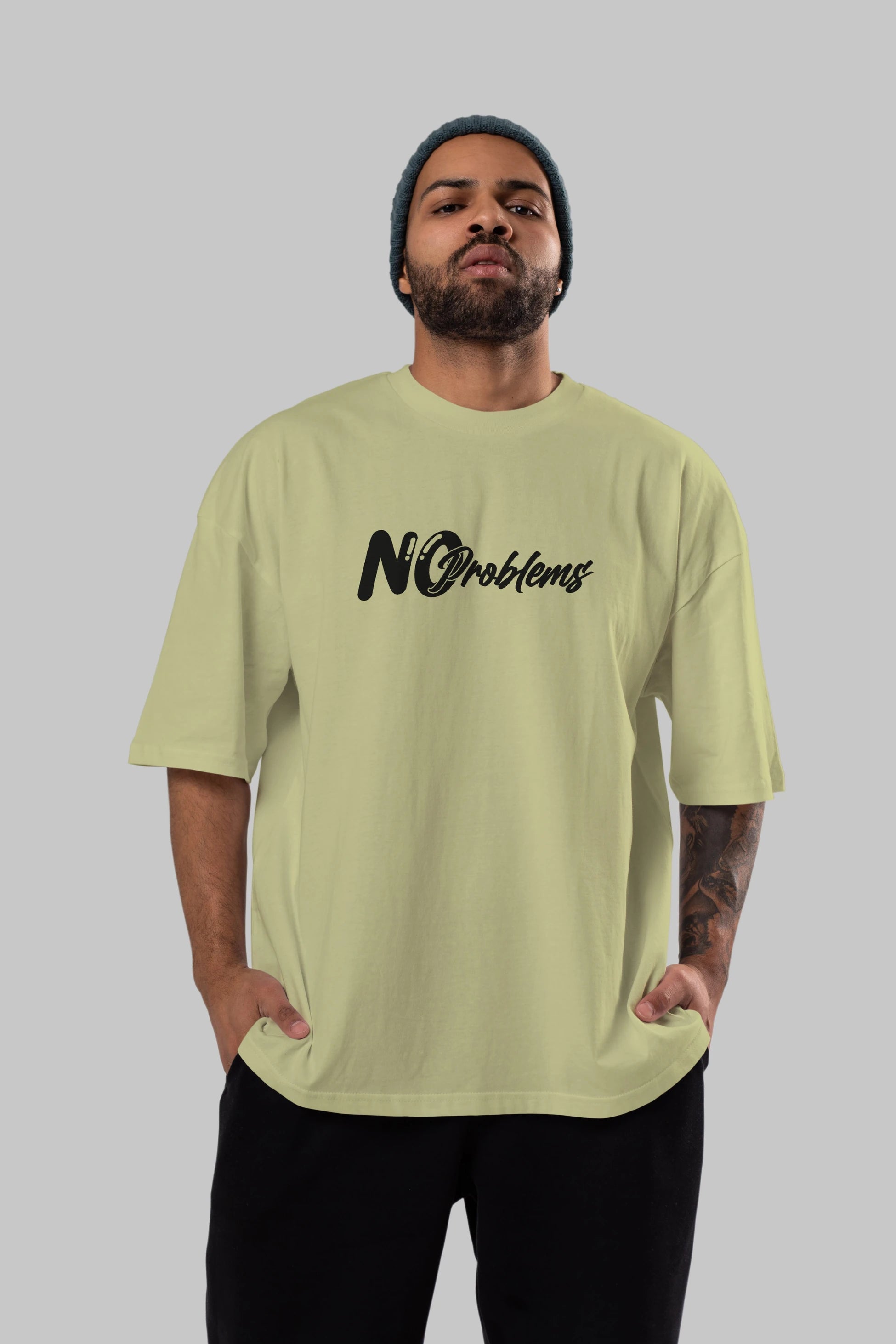 No Problems Ön Baskılı Oversize t-shirt %100 pamuk Erkek Kadın Unisex