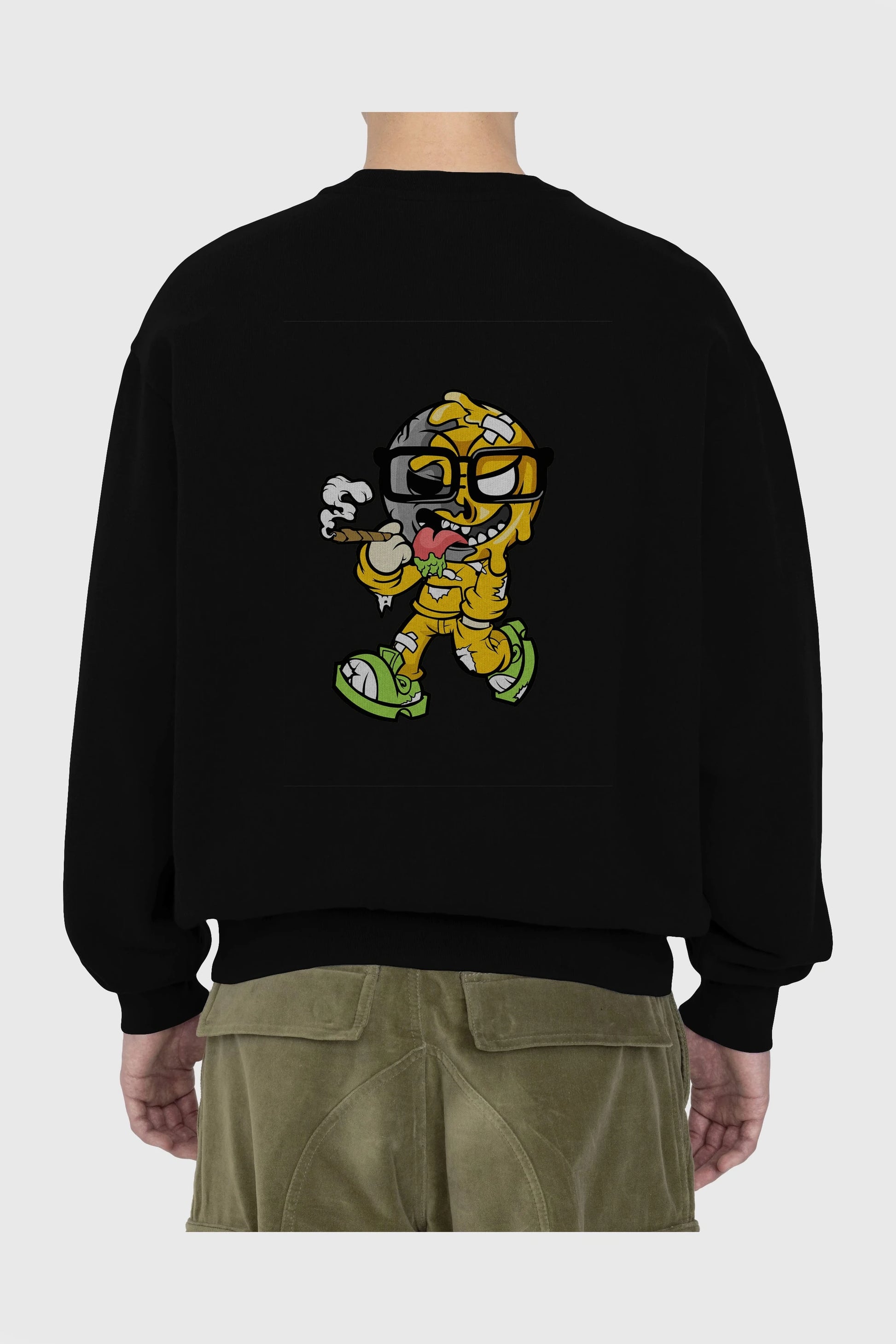 Eyeball Smoker Arka Baskılı Oversize Sweatshirt Erkek Kadın Unisex