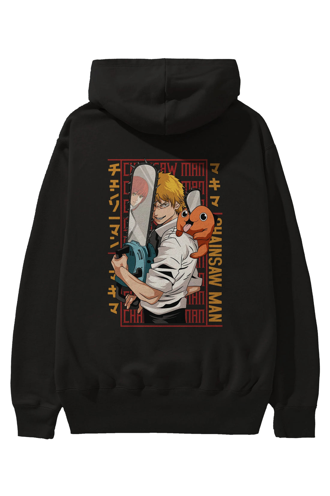 Chainsaw DENJI Anime Arka Baskılı Hoodie Oversize Kapüşonlu Sweatshirt Erkek Kadın Unisex