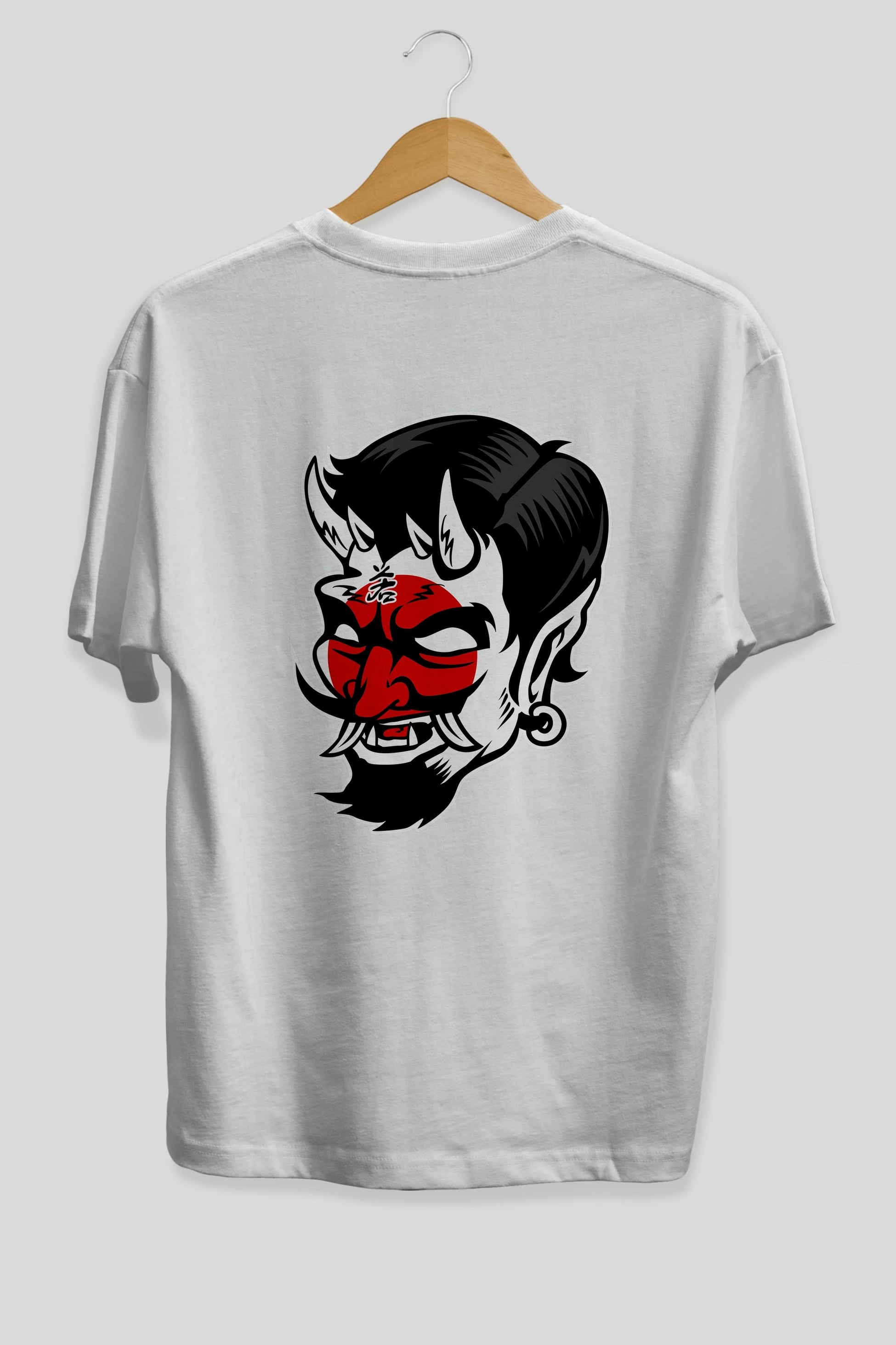 Japanese Devil Arka Baskılı Oversize t-shirt Erkek Kadın Unisex %100 Pamuk tişort