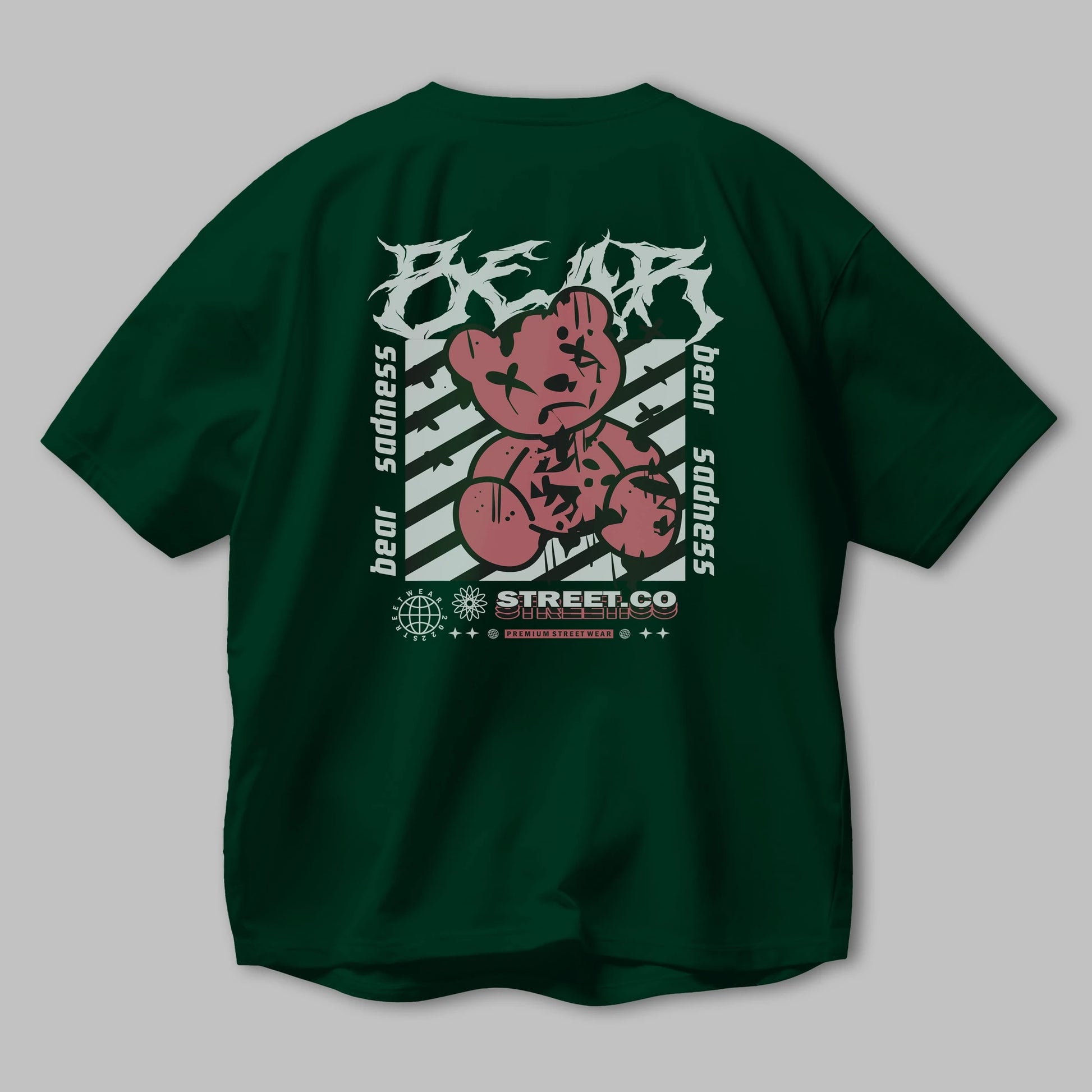Bear Sadness Arka Baskılı Oversize t-shirt Erkek Kadın Unisex