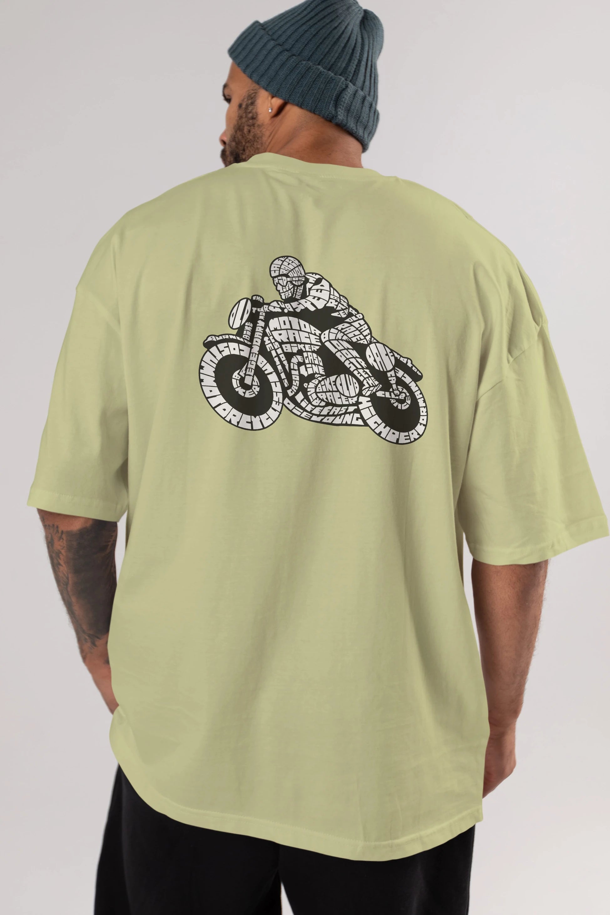Caferacer Arka Baskılı Oversize t-shirt %100 pamuk Erkek Kadın Unisex
