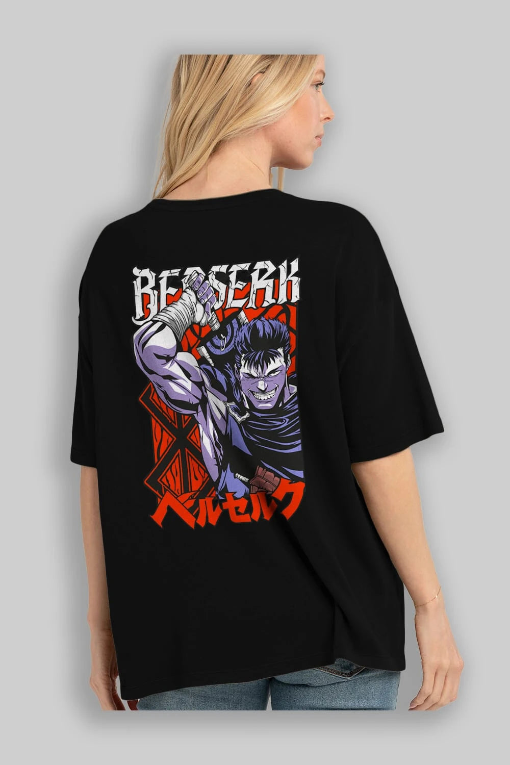 GUTS berserk Anime Arka Baskılı Oversize t-shirt Erkek Kadın Unisex