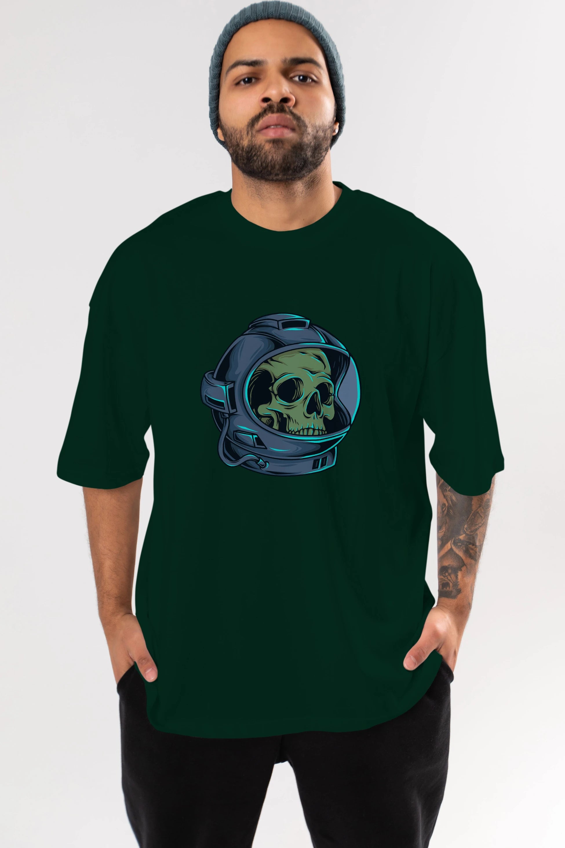 Astroskull Ön Baskılı Oversize t-shirt Erkek Kadın Unisex