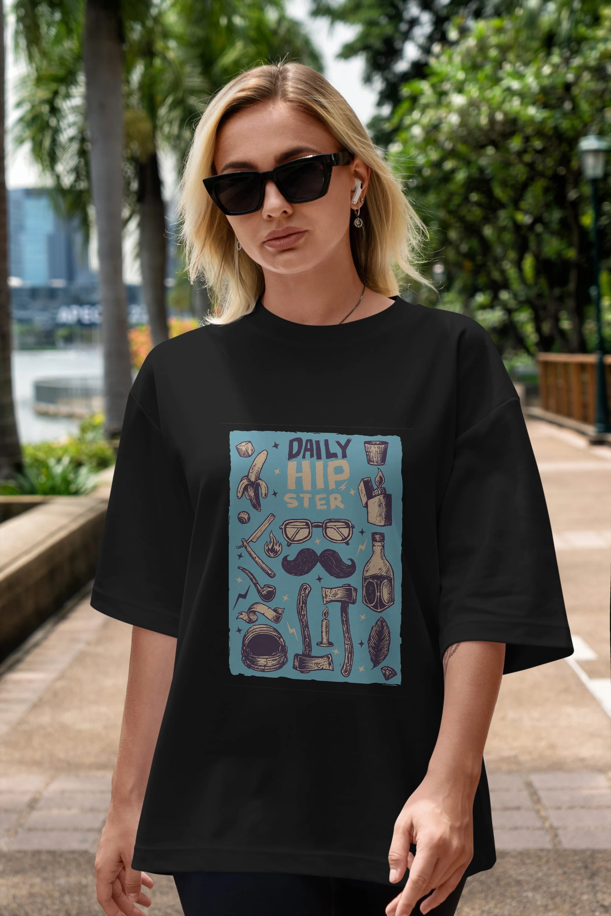 Hipster Ön Baskılı Oversize t-shirt Erkek Kadın Unisex %100 Pamuk tişort